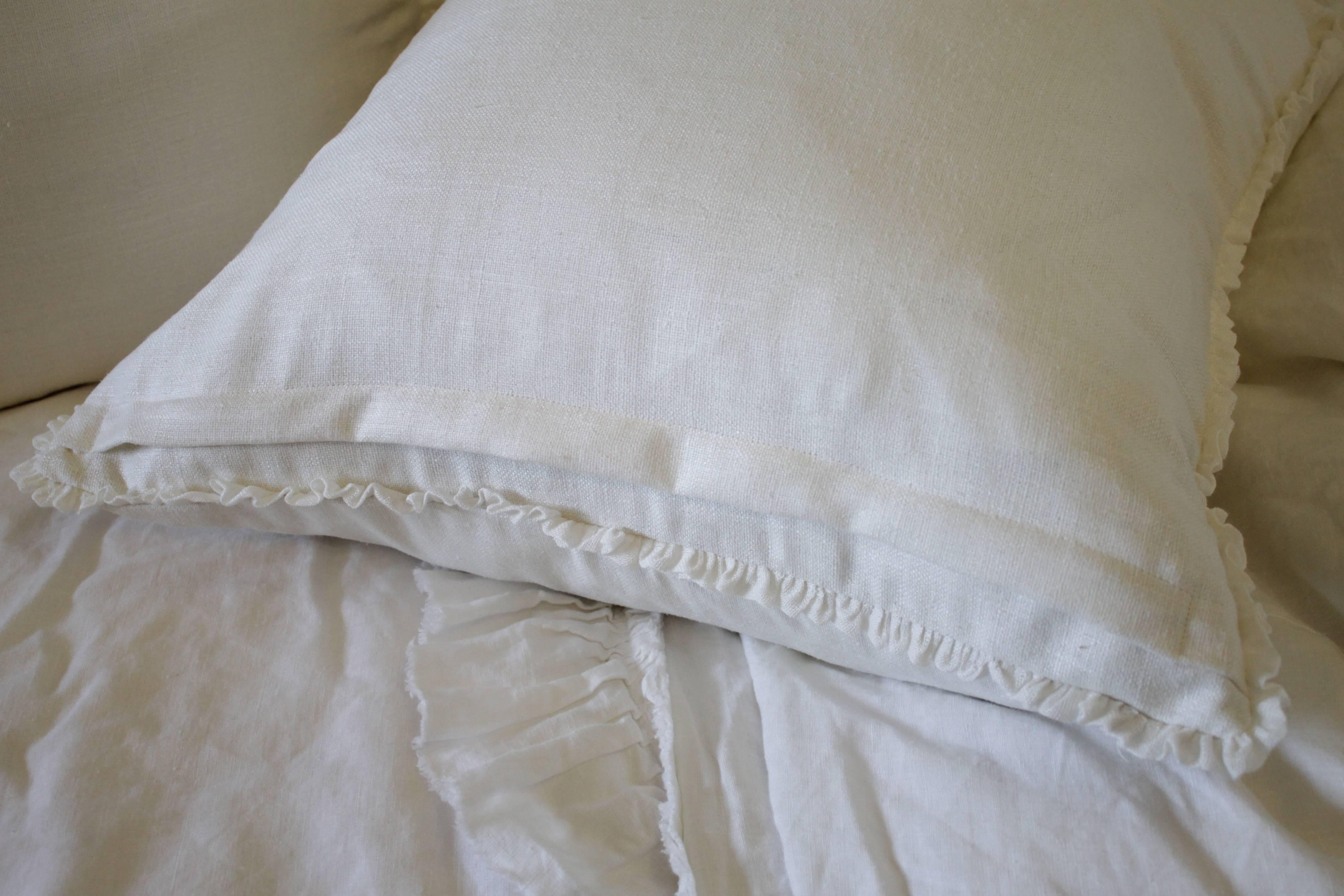 Custom Soft White Silk and Linen Pillows 4