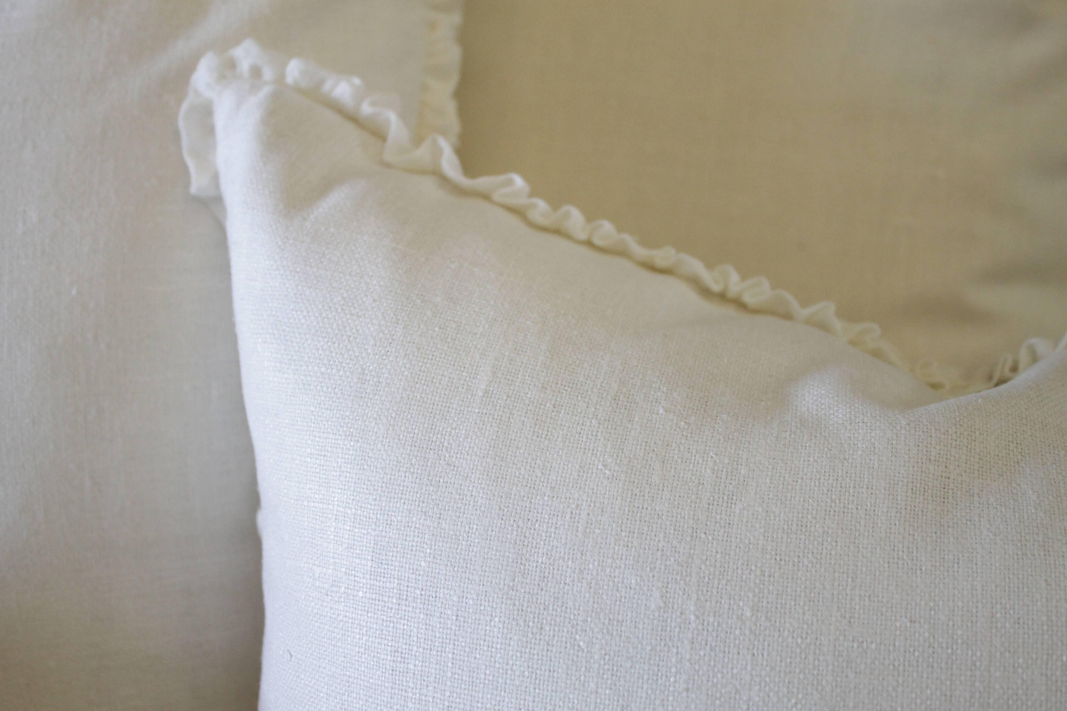 Custom Soft White Silk and Linen Pillows 1