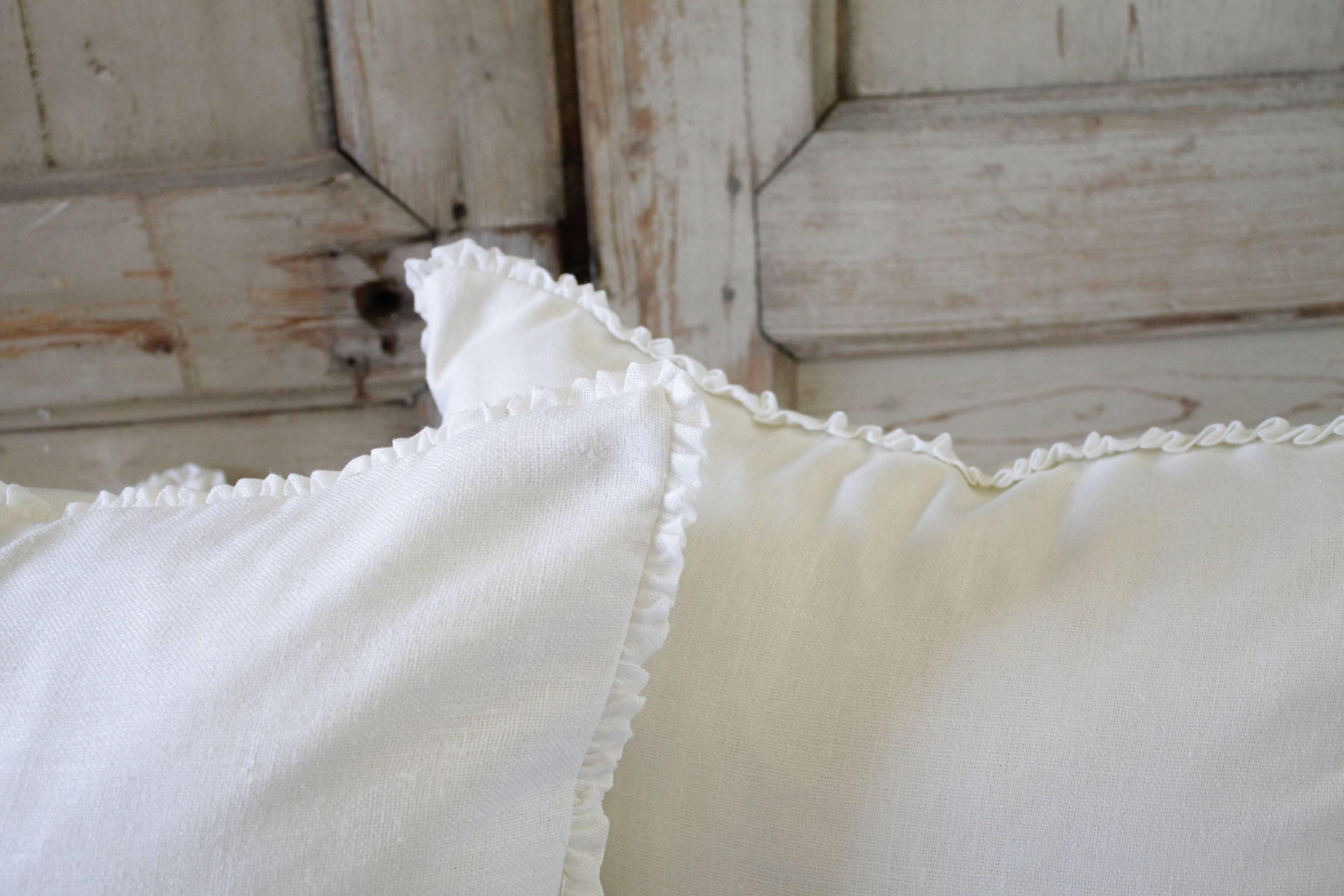 Custom Soft White Silk and Linen Pillows 2