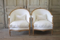 Pair of Oversized Mid-Century Louis XVI Style Tub Chairs
