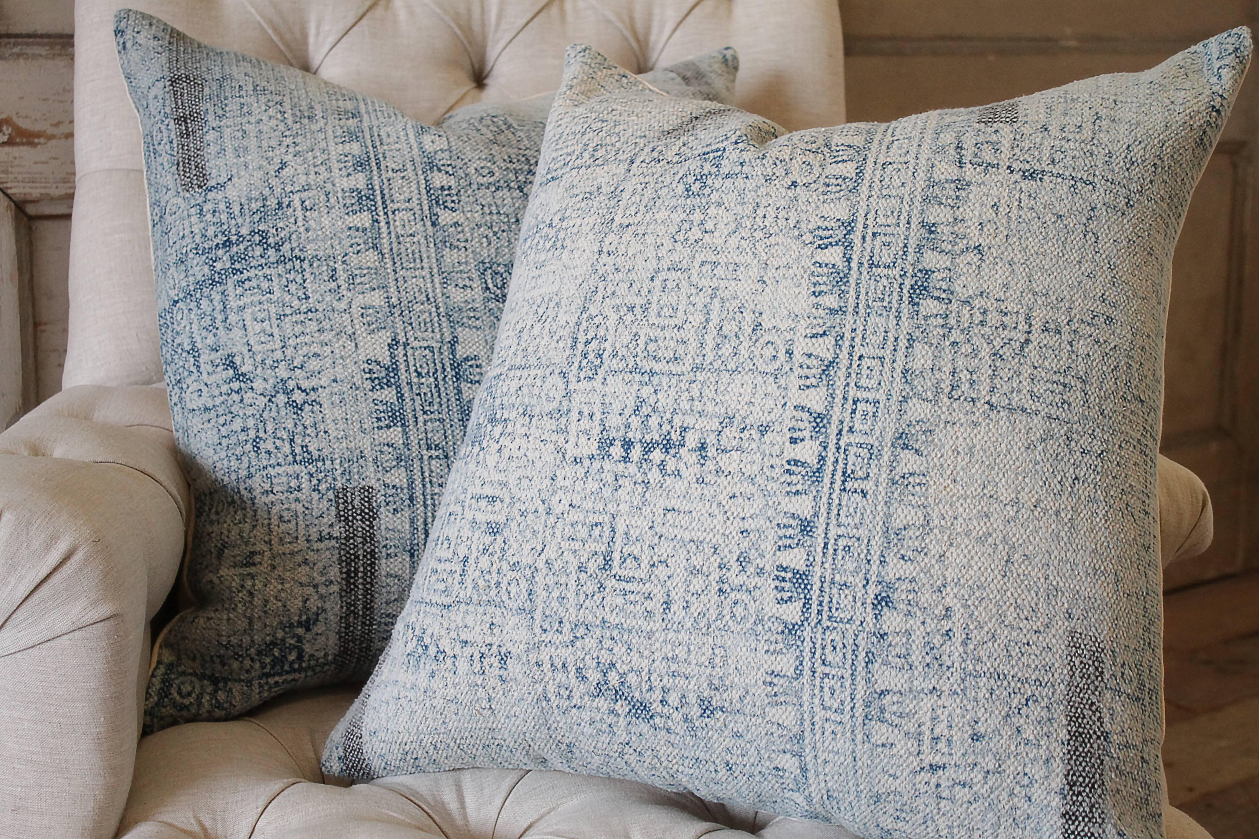 Batik Color Block Style Accent Pillows In Excellent Condition In Brea, CA