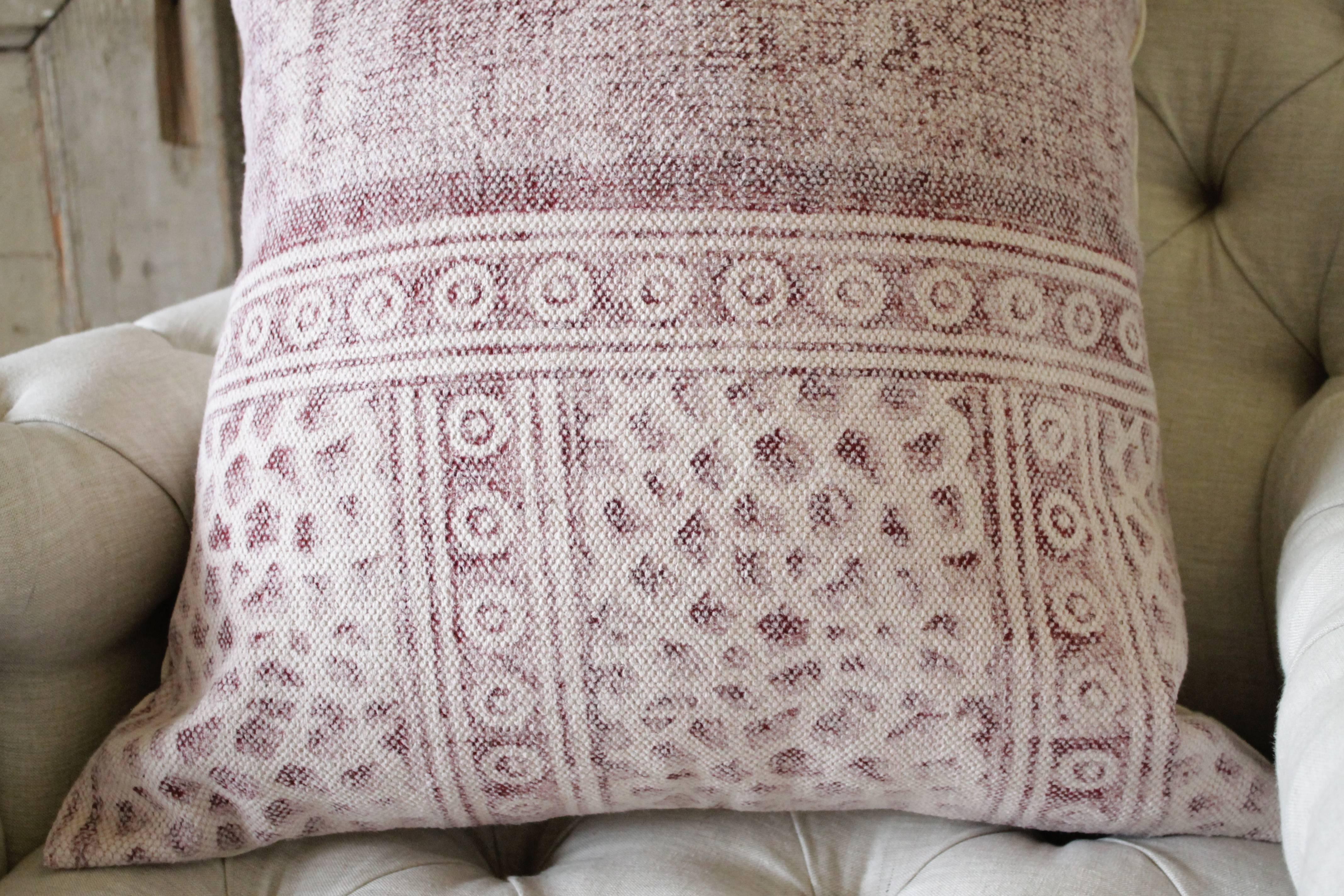 Contemporary Boho Chic Color Block Over Dyed Pillow