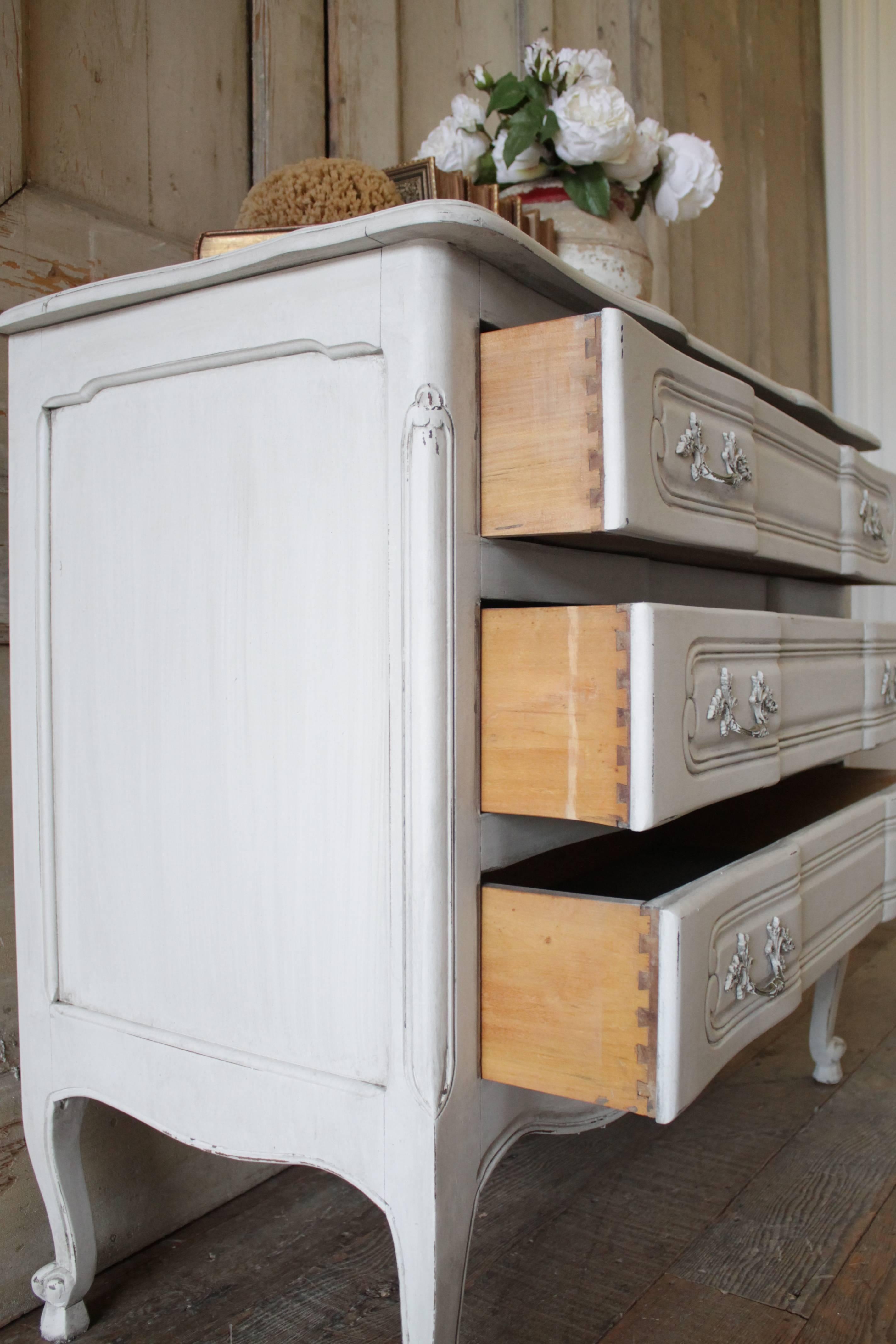 20th Century Country French Style Painted Three-Drawer Commode 2