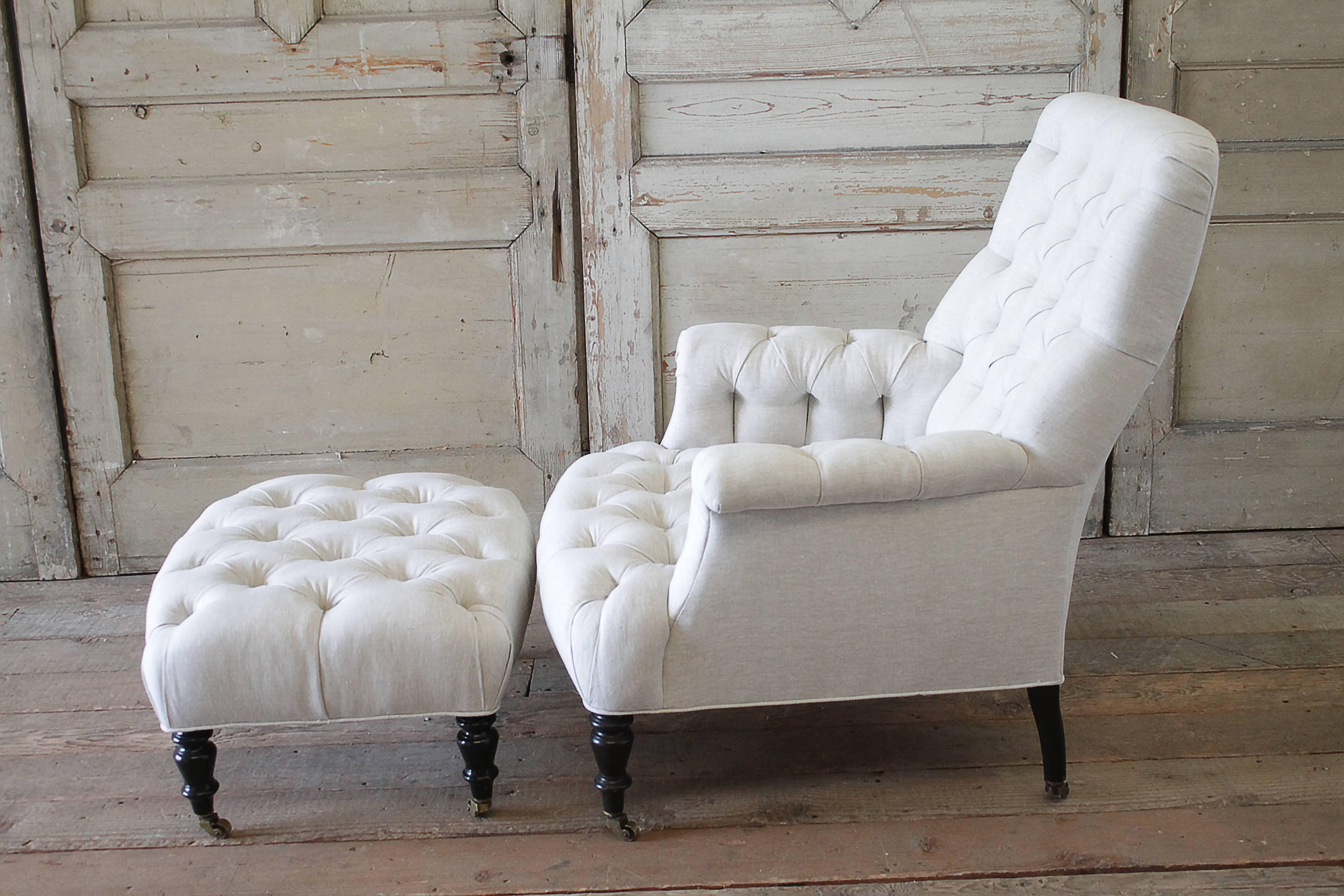 Contemporary 21st Century Napoleon Style Chair and Ottoman
