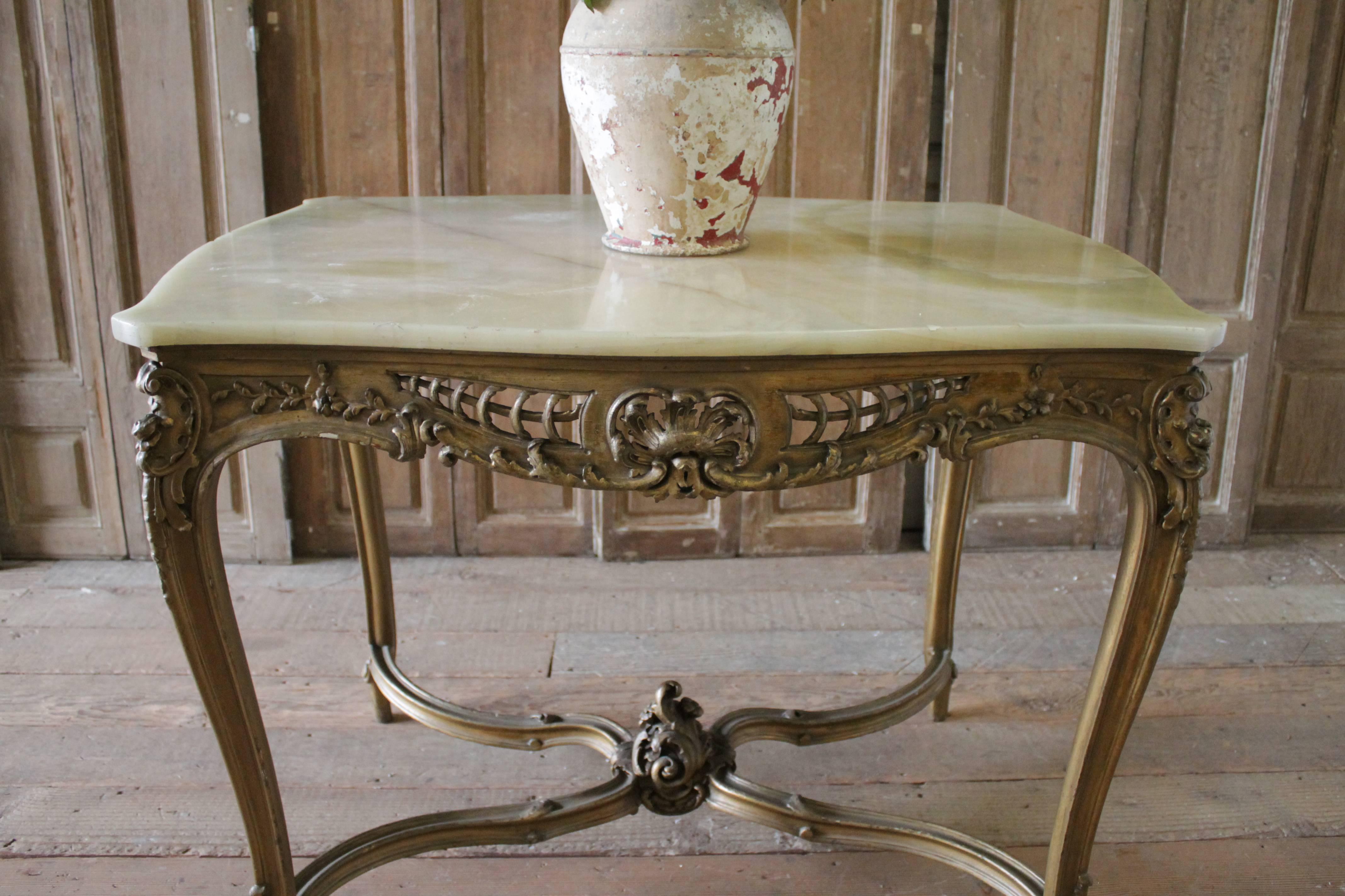 19th Century Rococo Gilt and Stone Top Center Table 3