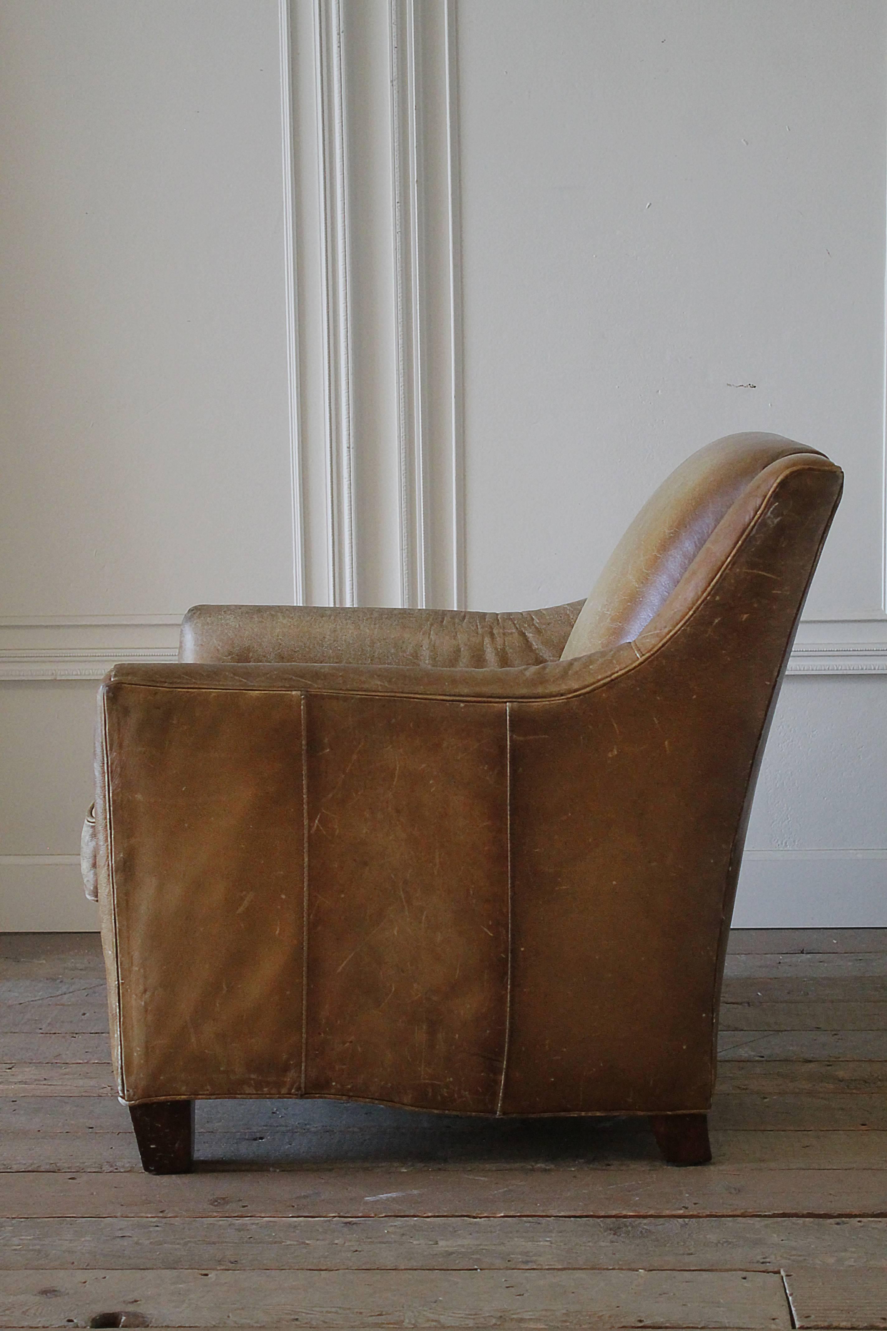 Vintage Leather Club Chair and Ottoman 1