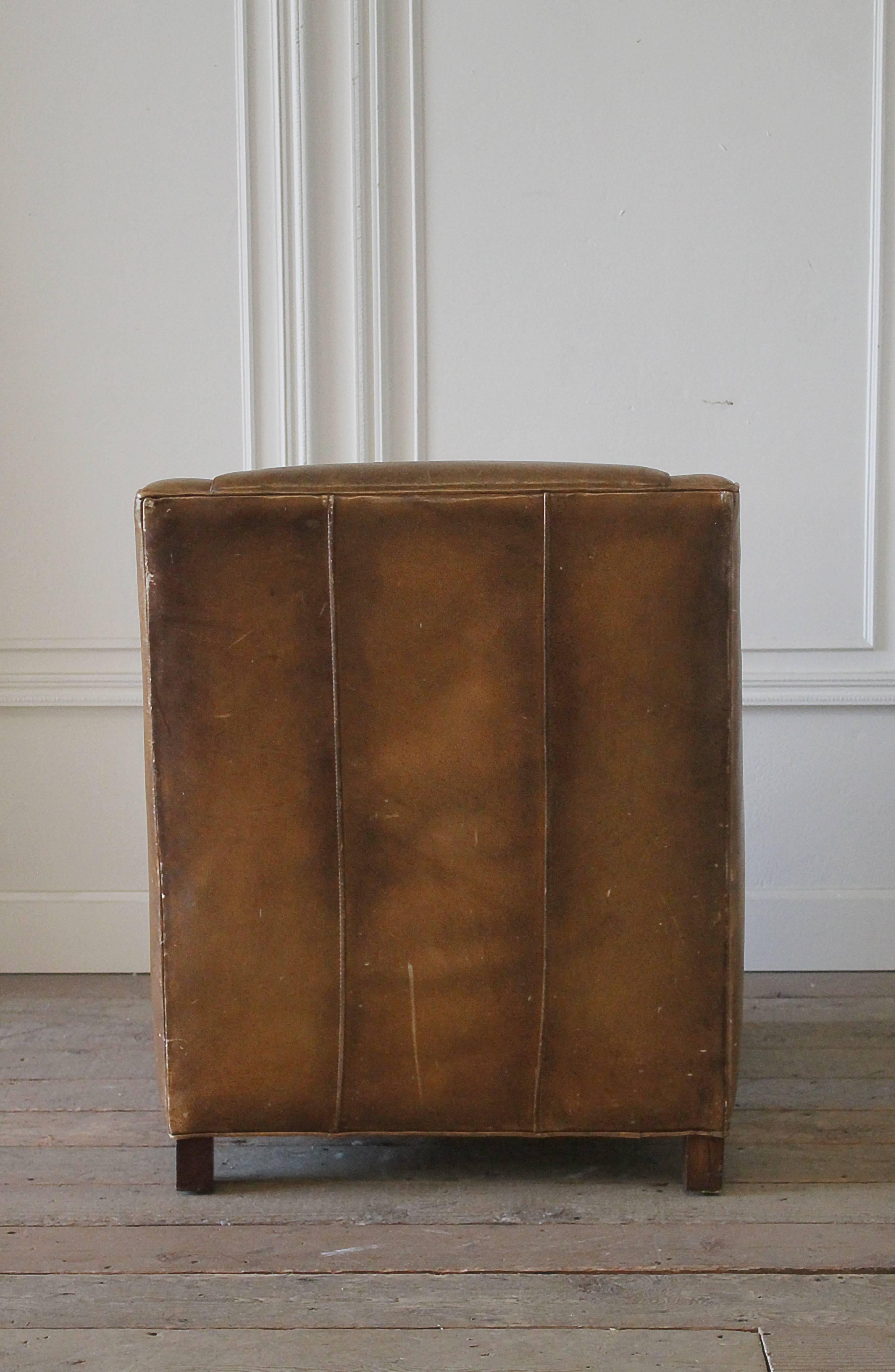 Vintage Leather Club Chair and Ottoman 3