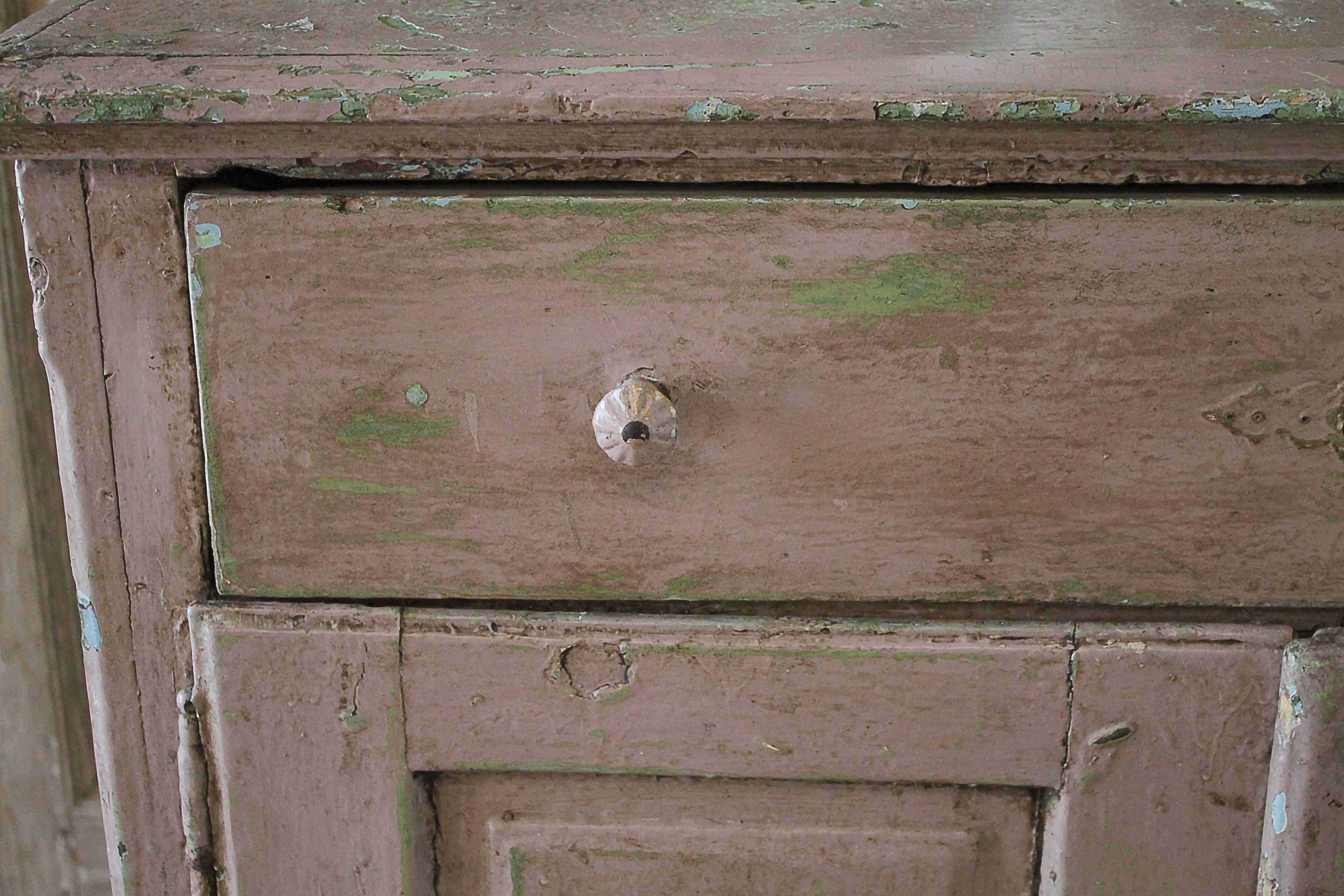 Belgian 19th Century Pink Chippy Painted Swedish Cupboard
