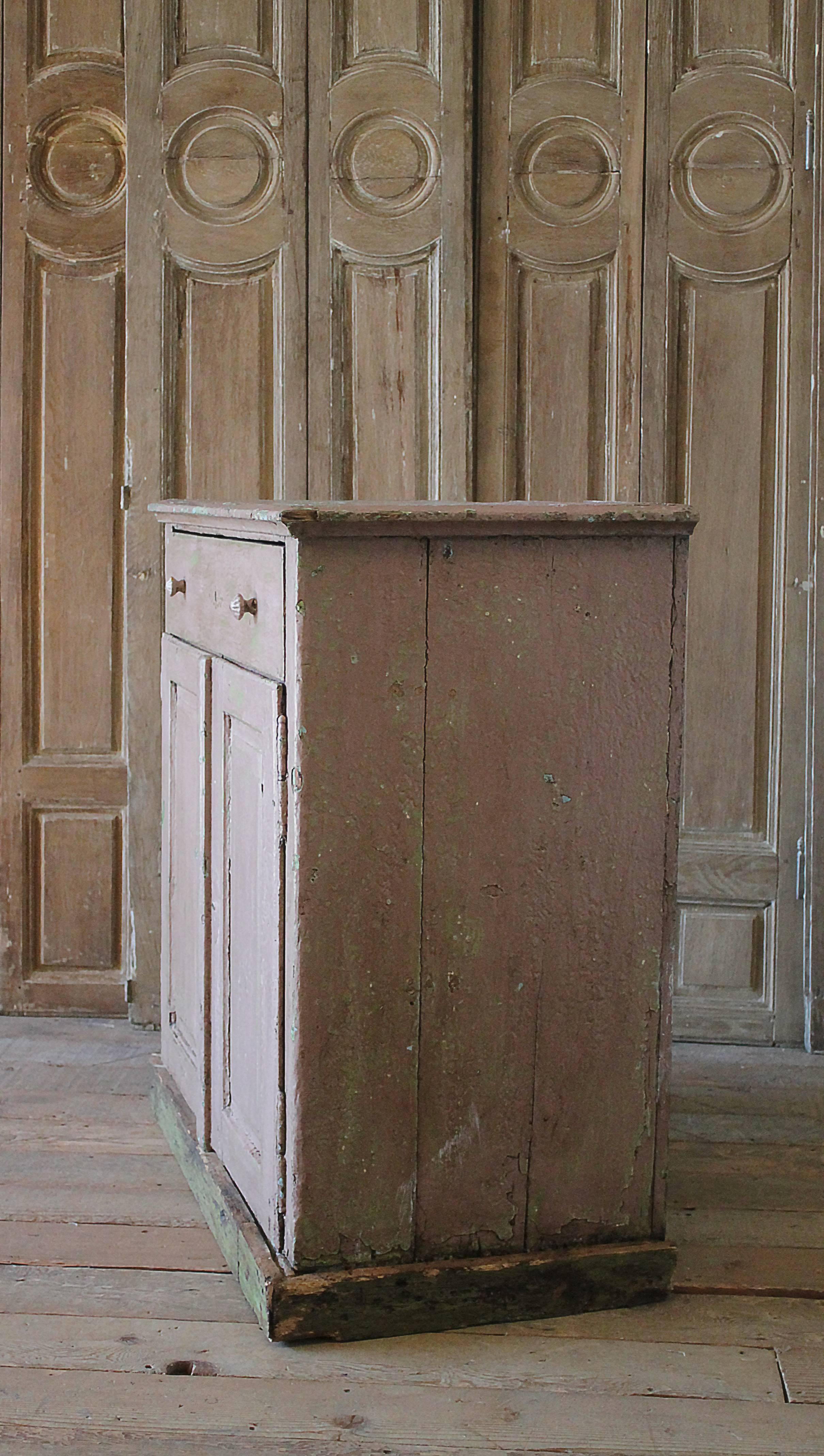 19th Century Pink Chippy Painted Swedish Cupboard 2