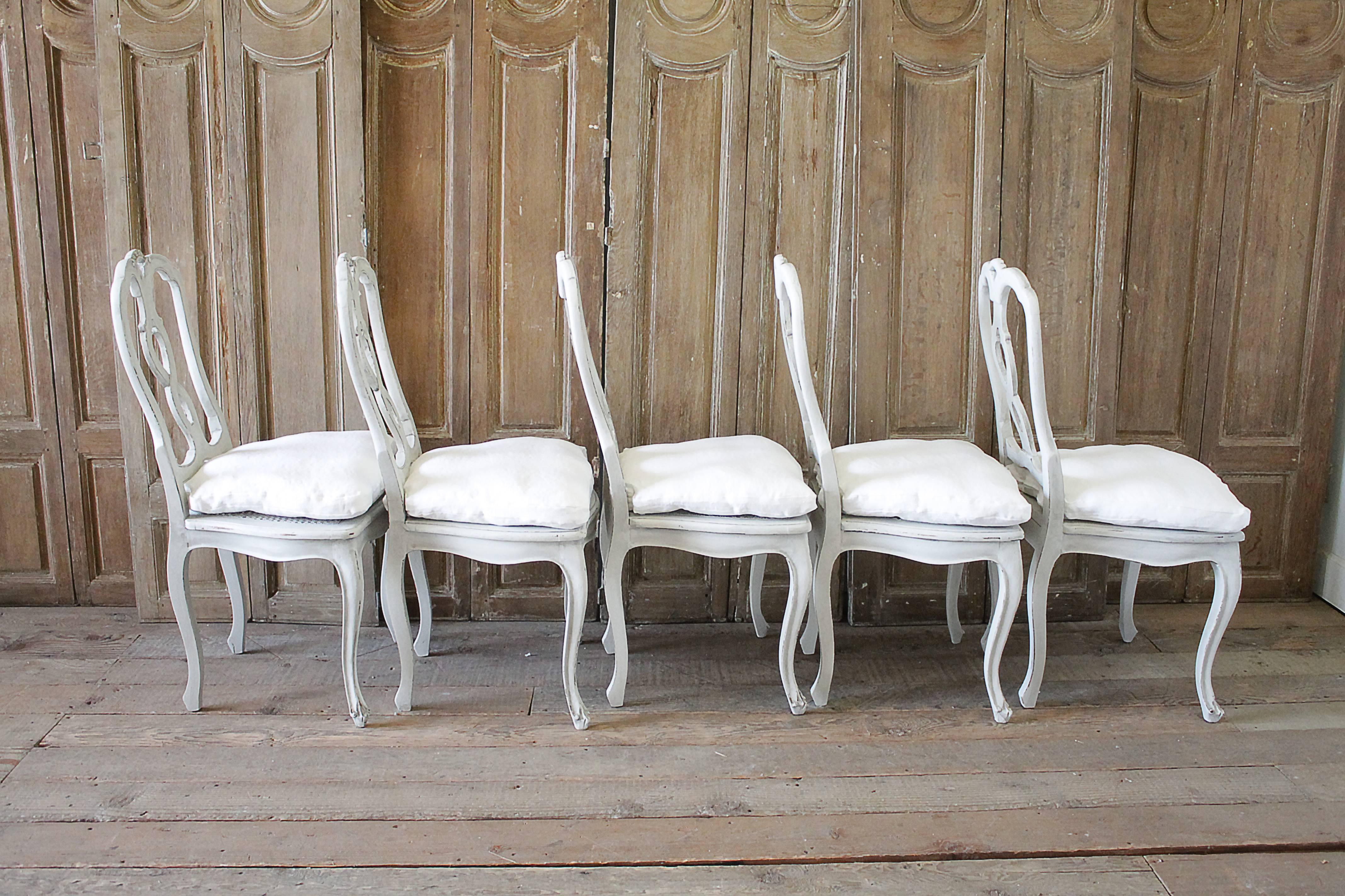 Set of Ten Early 20th Century Italian Carved Painted Dining Chairs 1