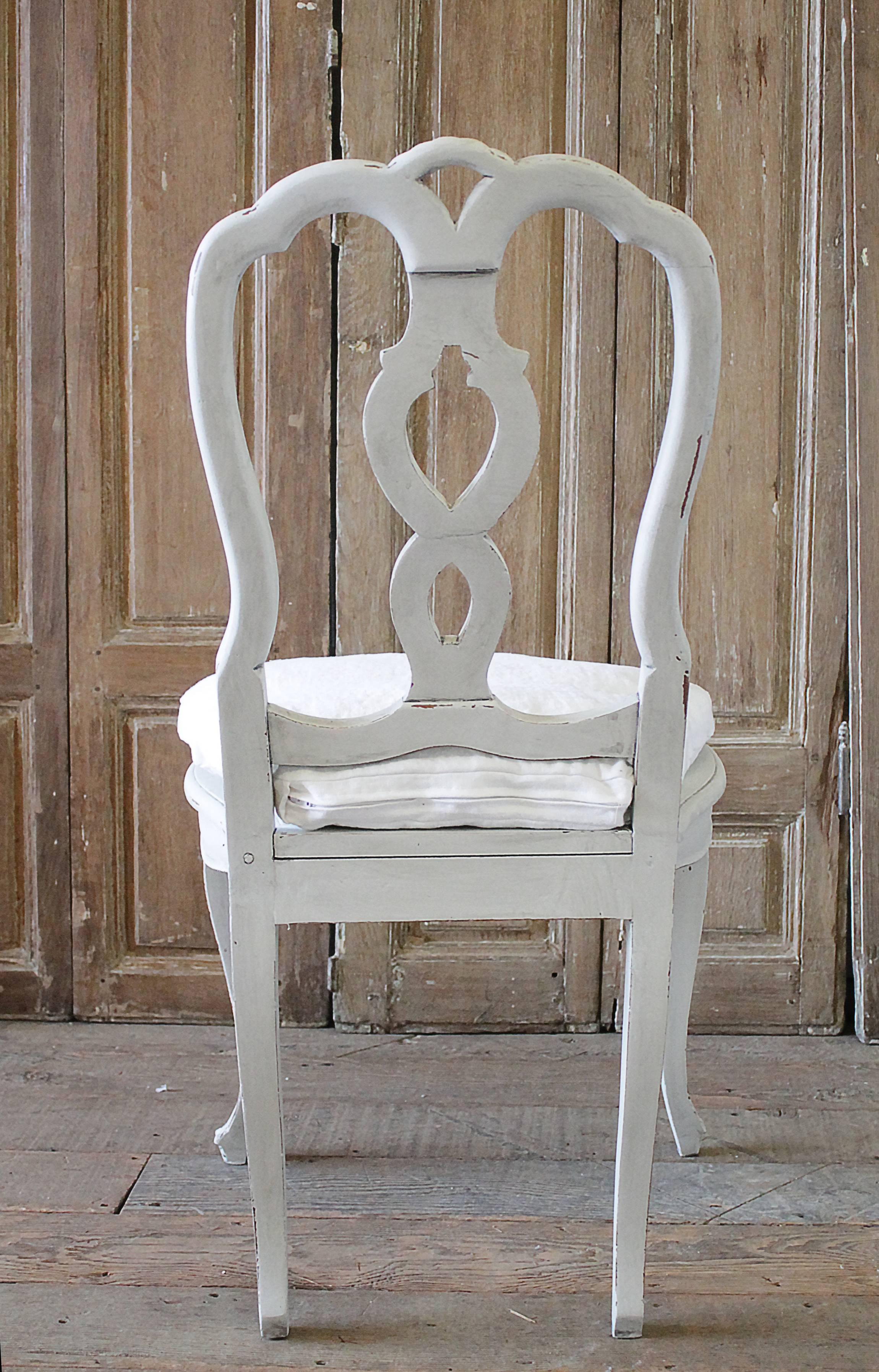 Set of Ten Early 20th Century Italian Carved Painted Dining Chairs 5