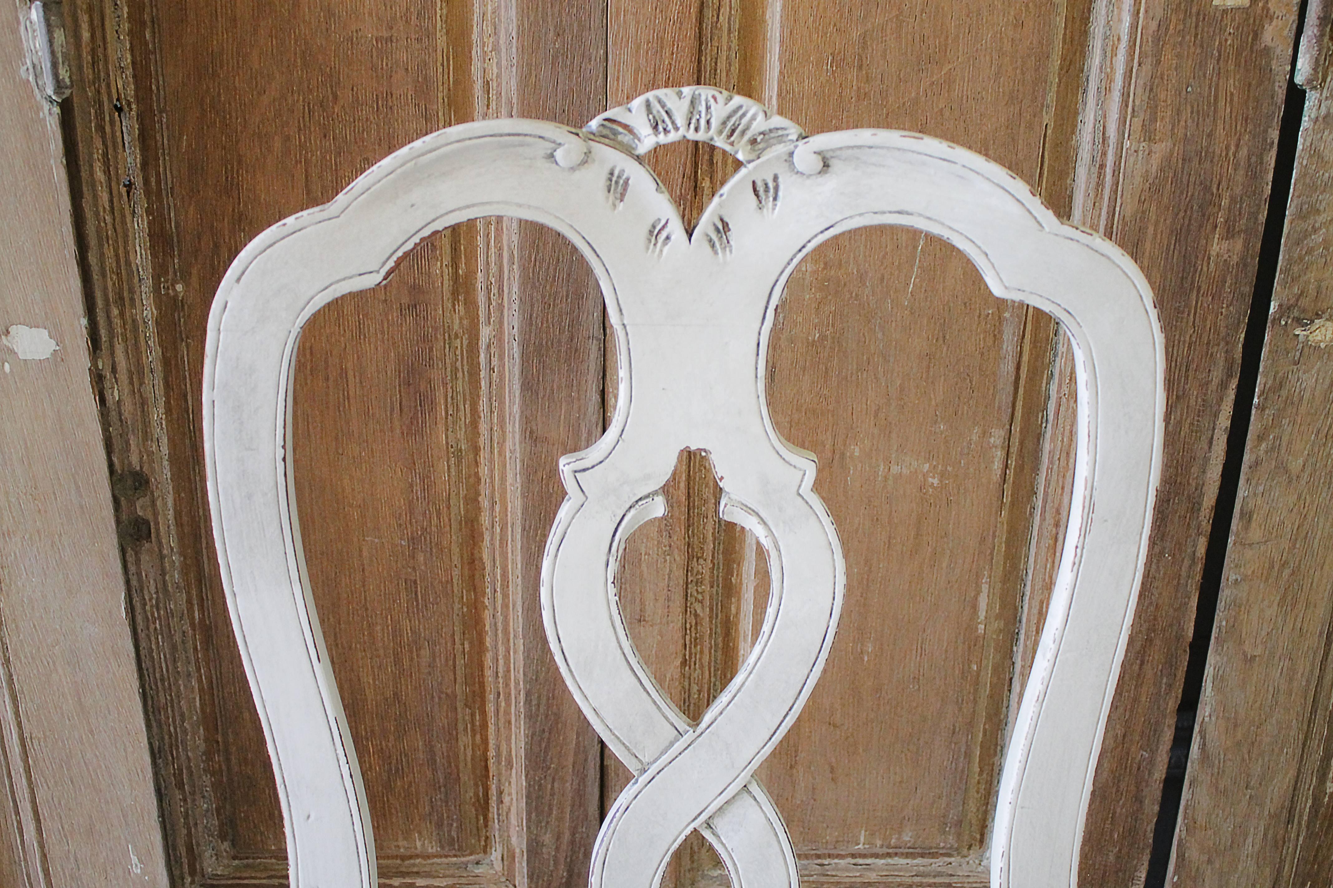 Set of Ten Early 20th Century Italian Carved Painted Dining Chairs 3