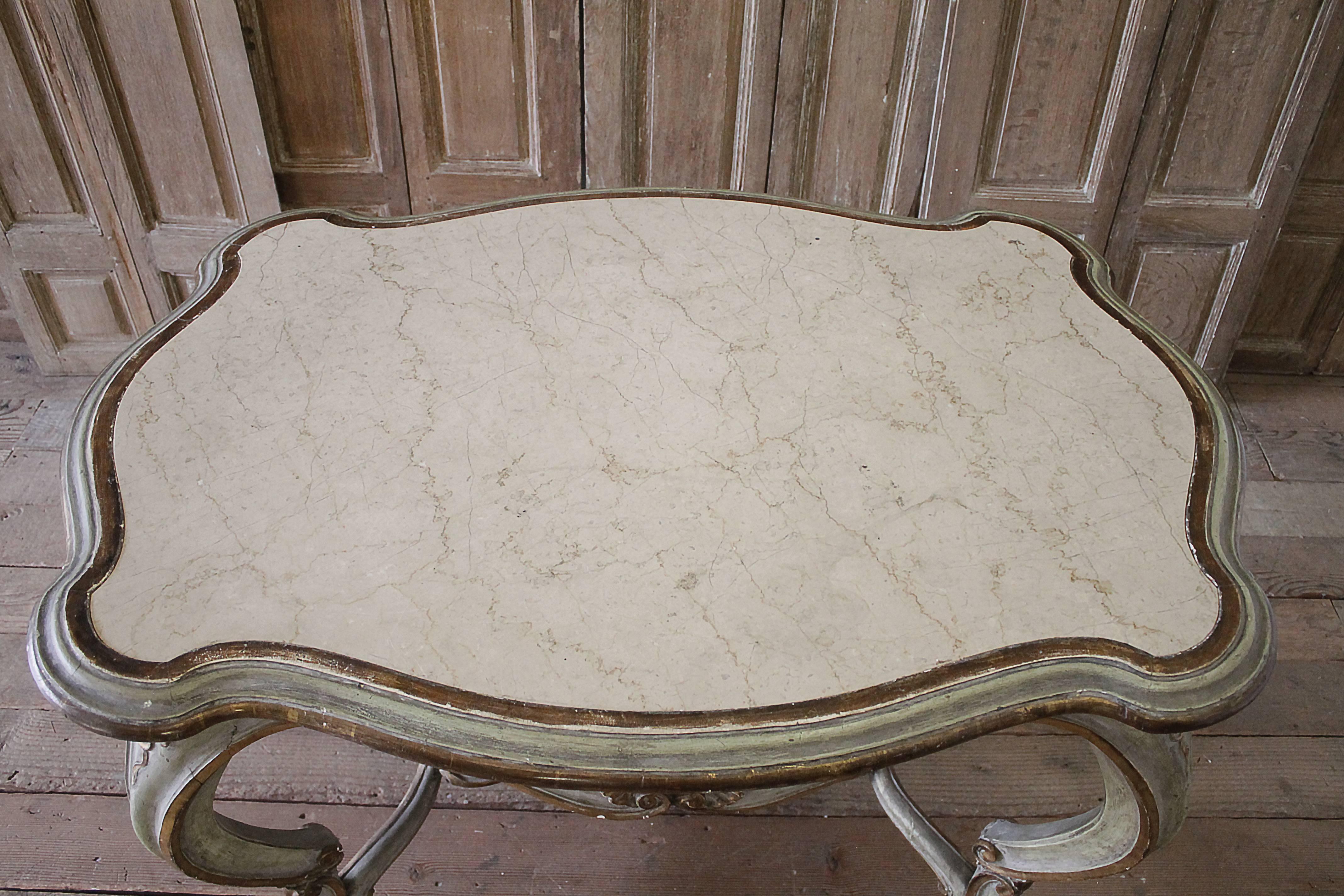 French 19th Century Painted and Carved Louis XV Style Centre Table