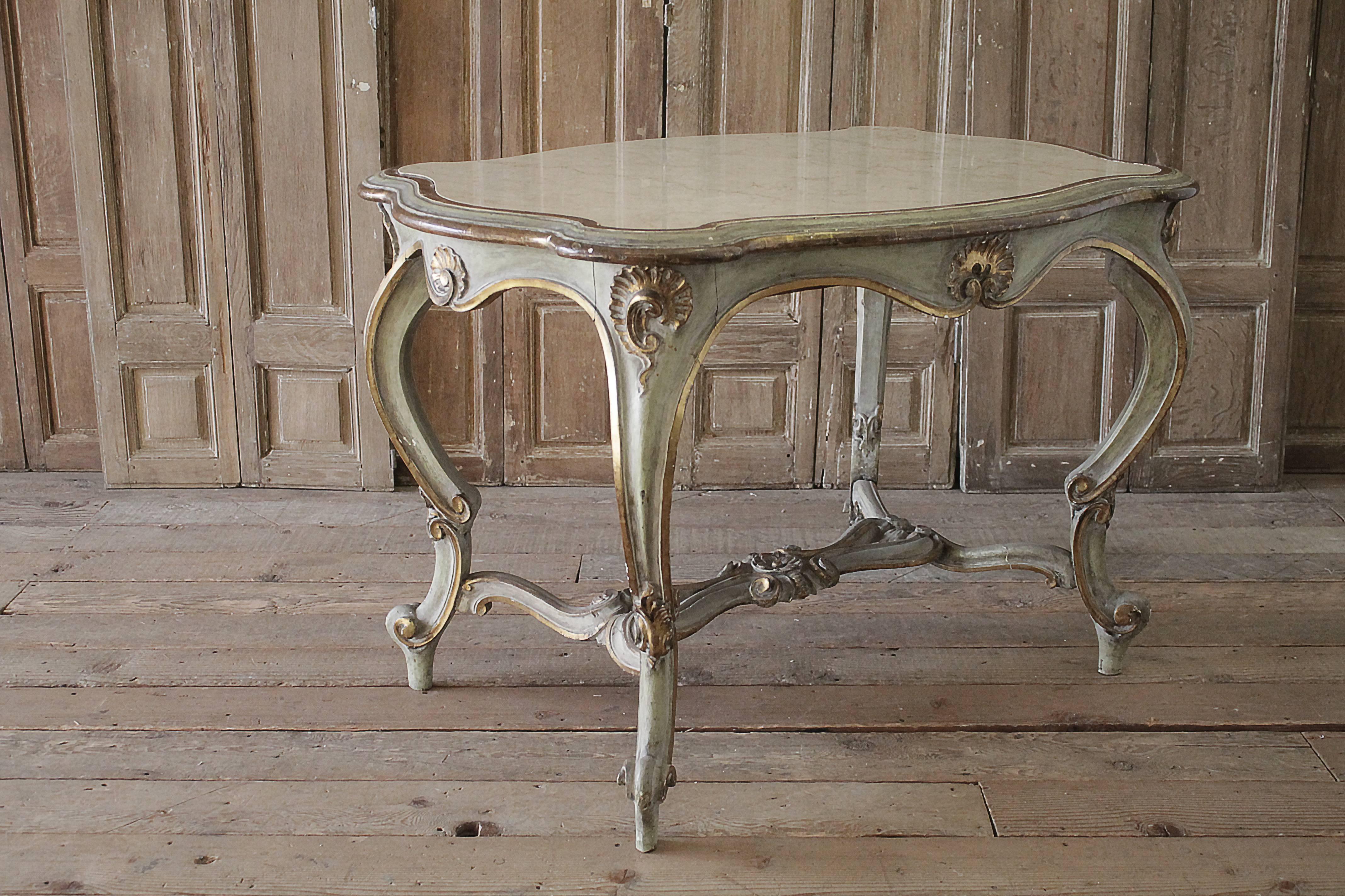 19th Century Painted and Carved Louis XV Style Centre Table 3