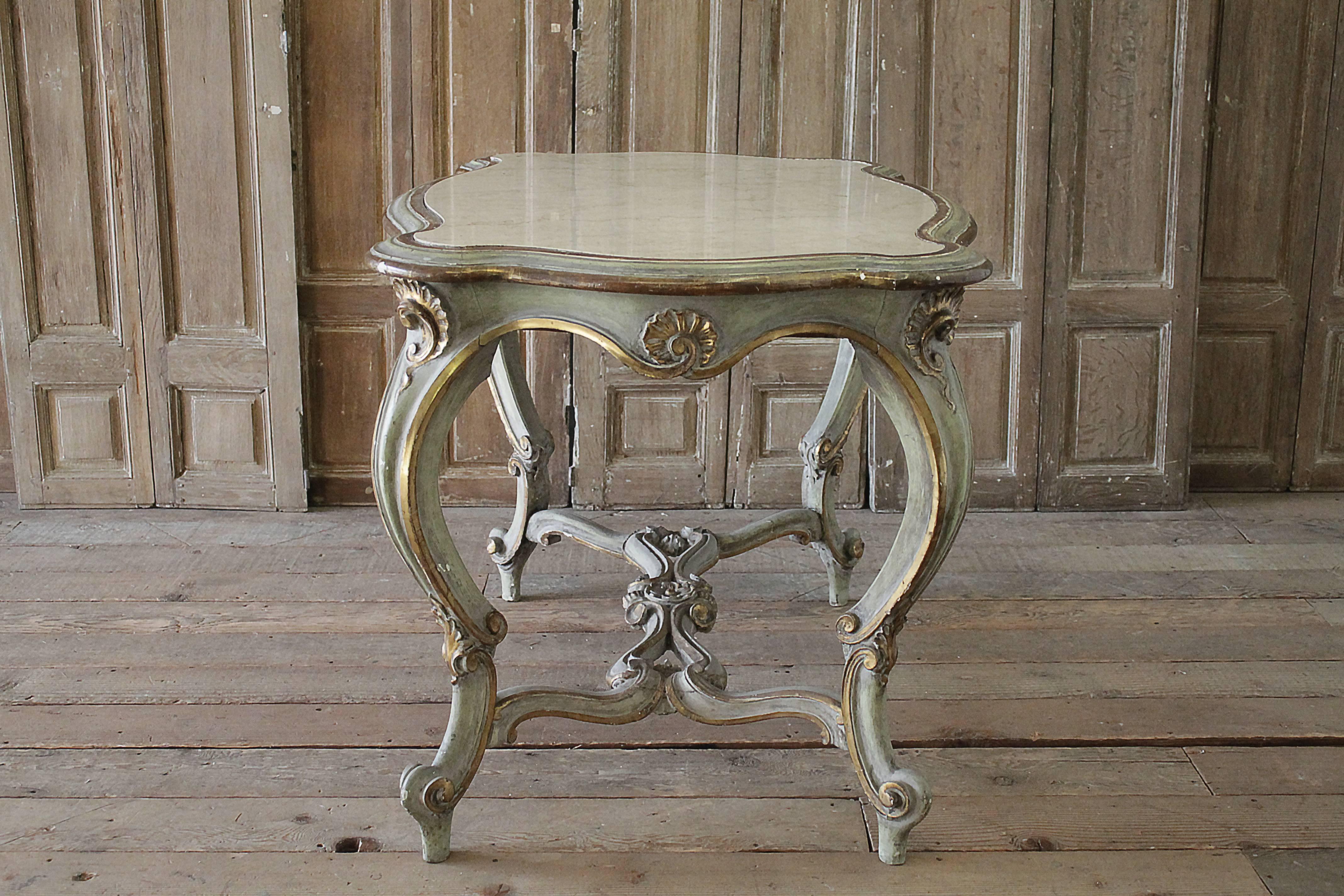 19th Century Painted and Carved Louis XV Style Centre Table 4