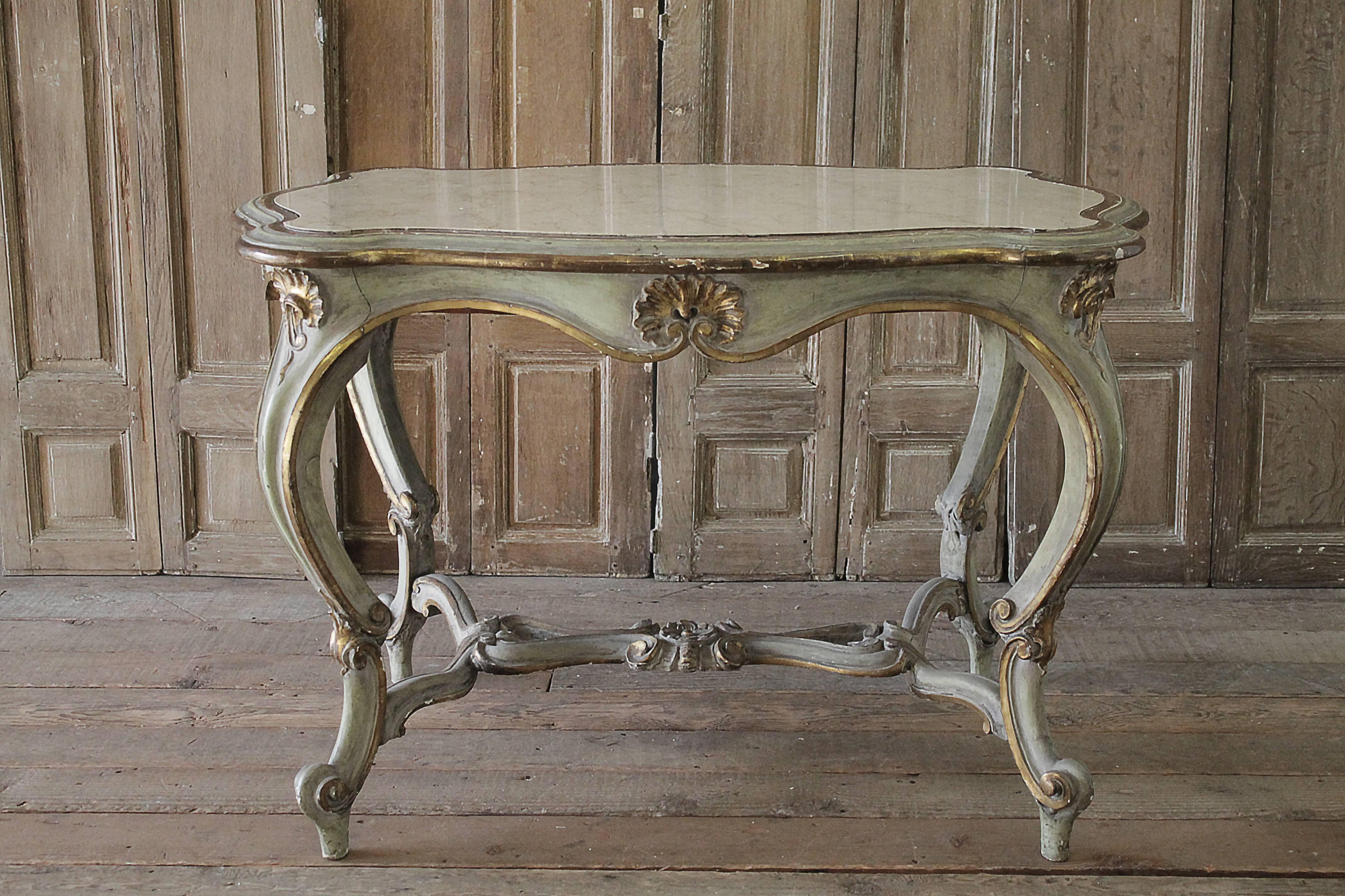 19th Century Painted and Carved Louis XV Style Centre Table 5