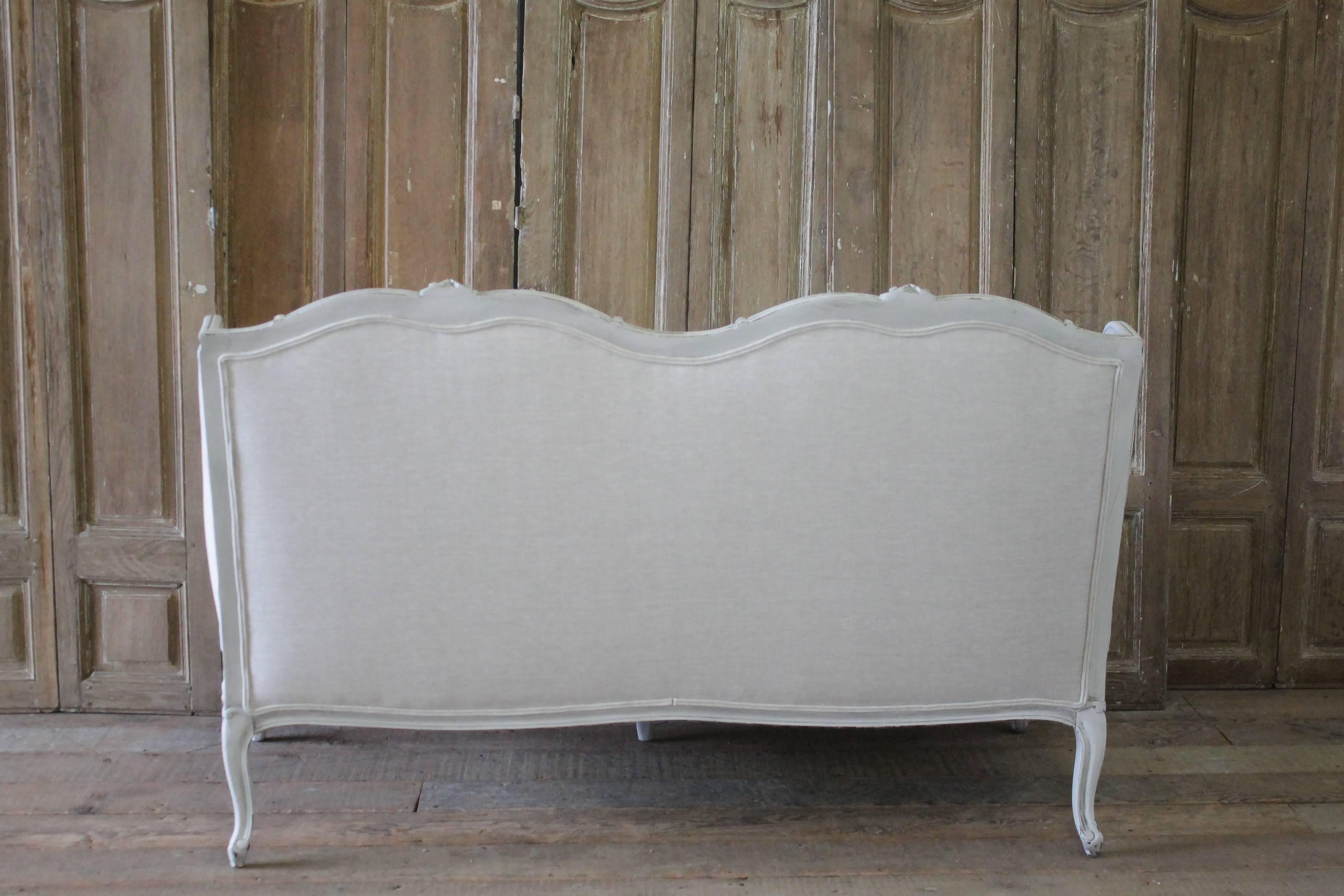 20th Century Painted and Upholstered Country French Style Loveseat 1