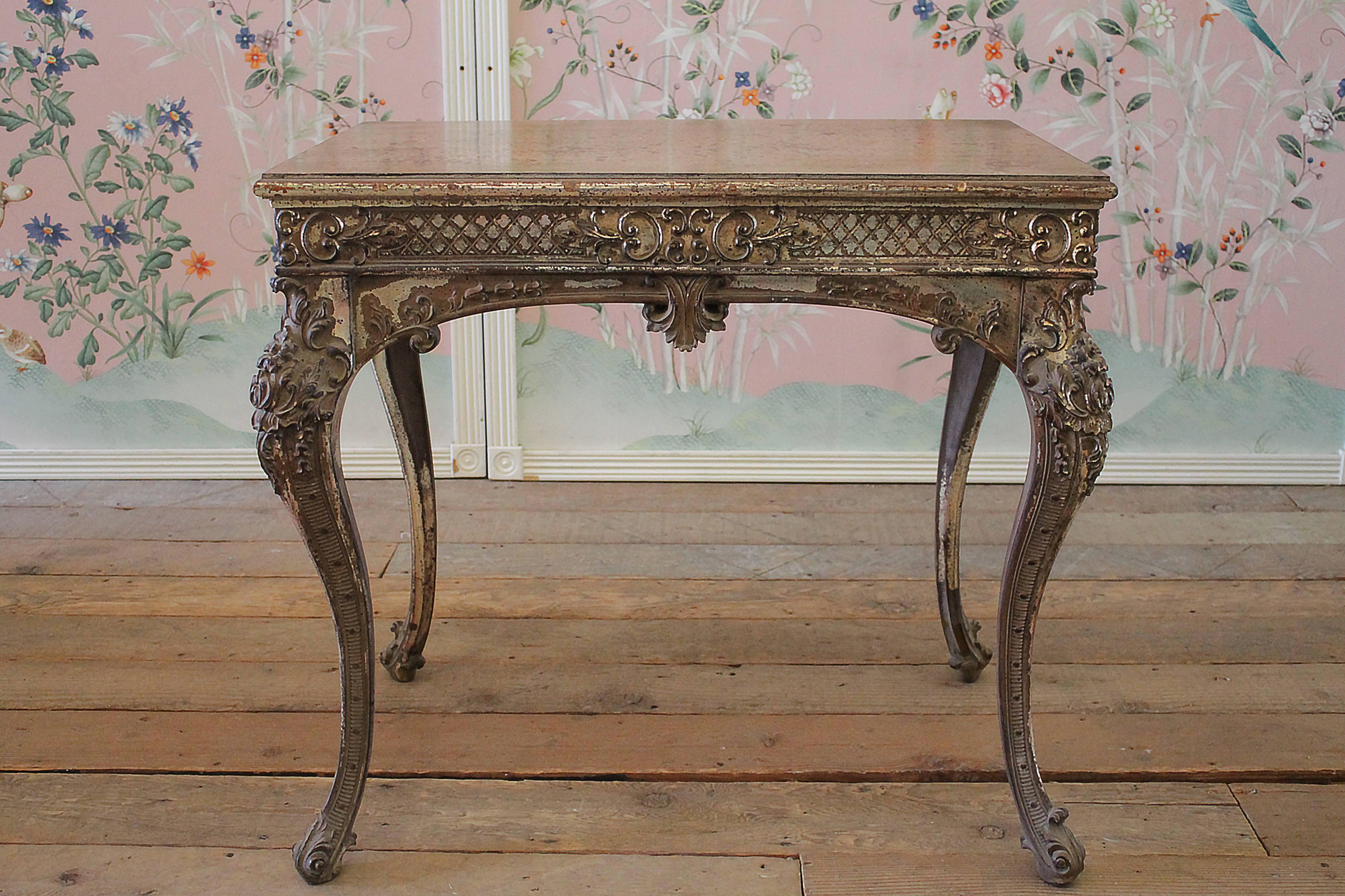 Early 20th Century Louis XV Style Carved Giltwood Accent Table 4