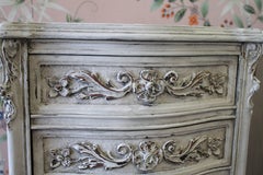 Pair of Painted and Carved French Louis XV Style Bedside Tables with Drawers