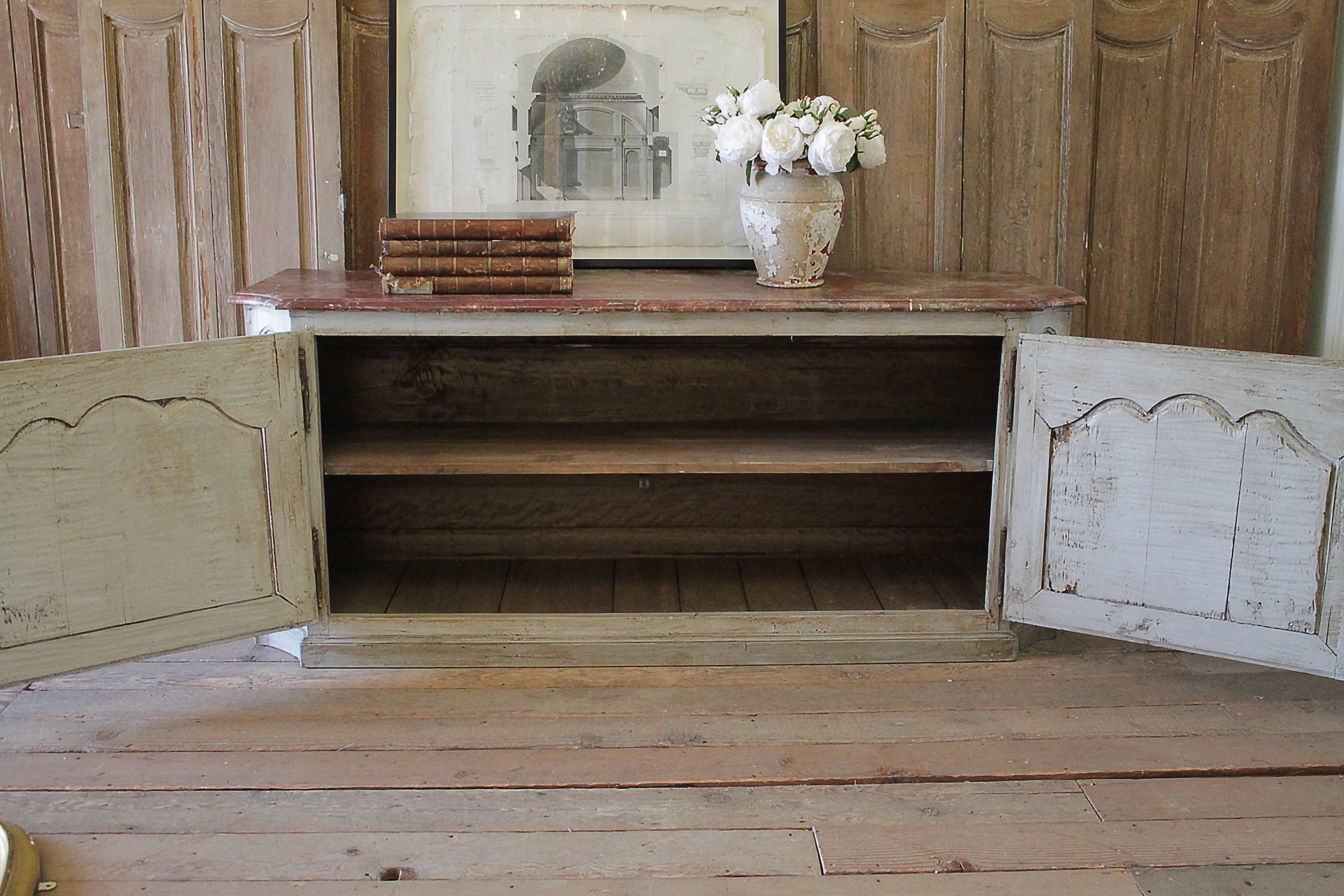 19th Century Country French Style Painted Cupboard Cabinet Buffet 3
