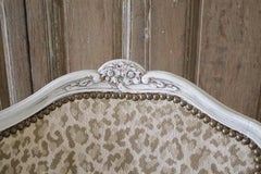 Pair of Antique Country French Cane Chairs with Leopard Upholstery