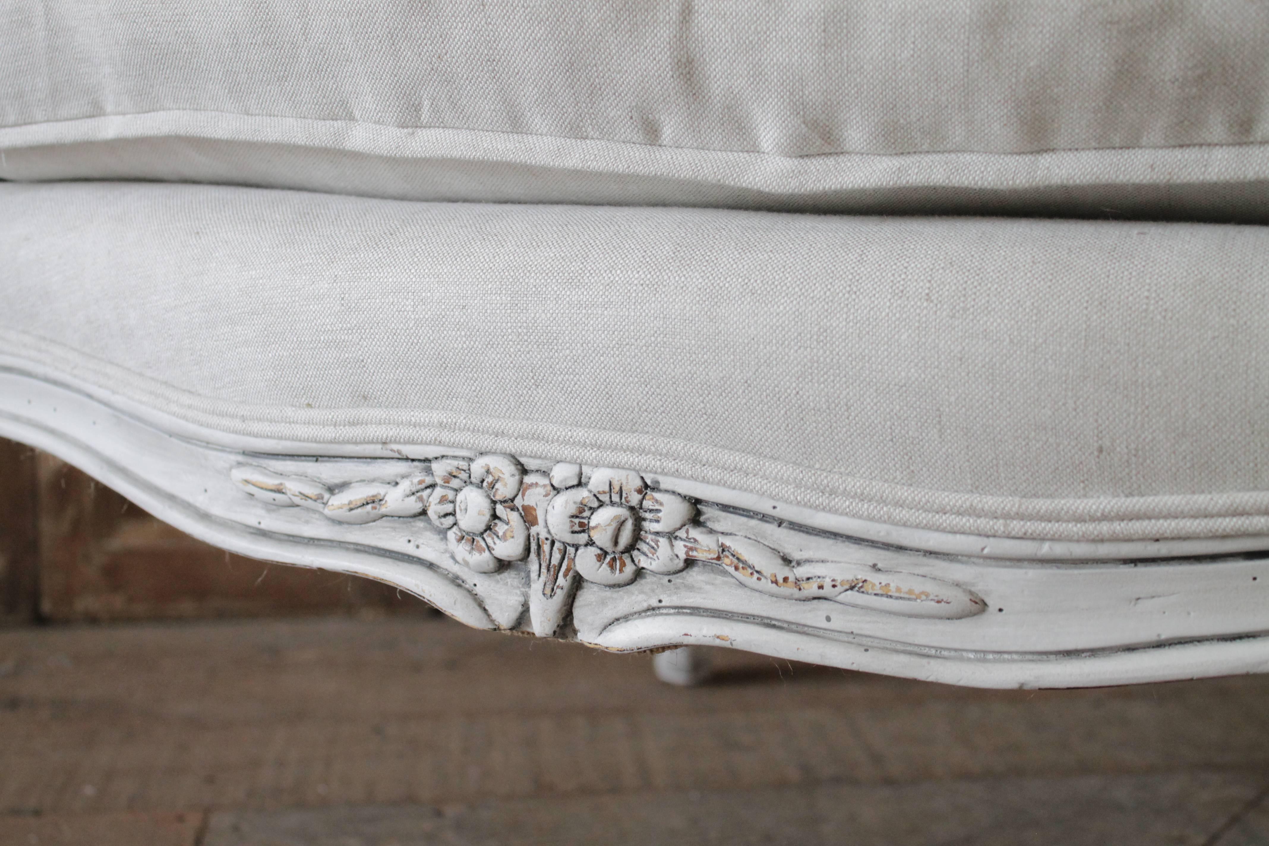 Linen Early 20th Century Oversized Louis XV Style Wing Chair