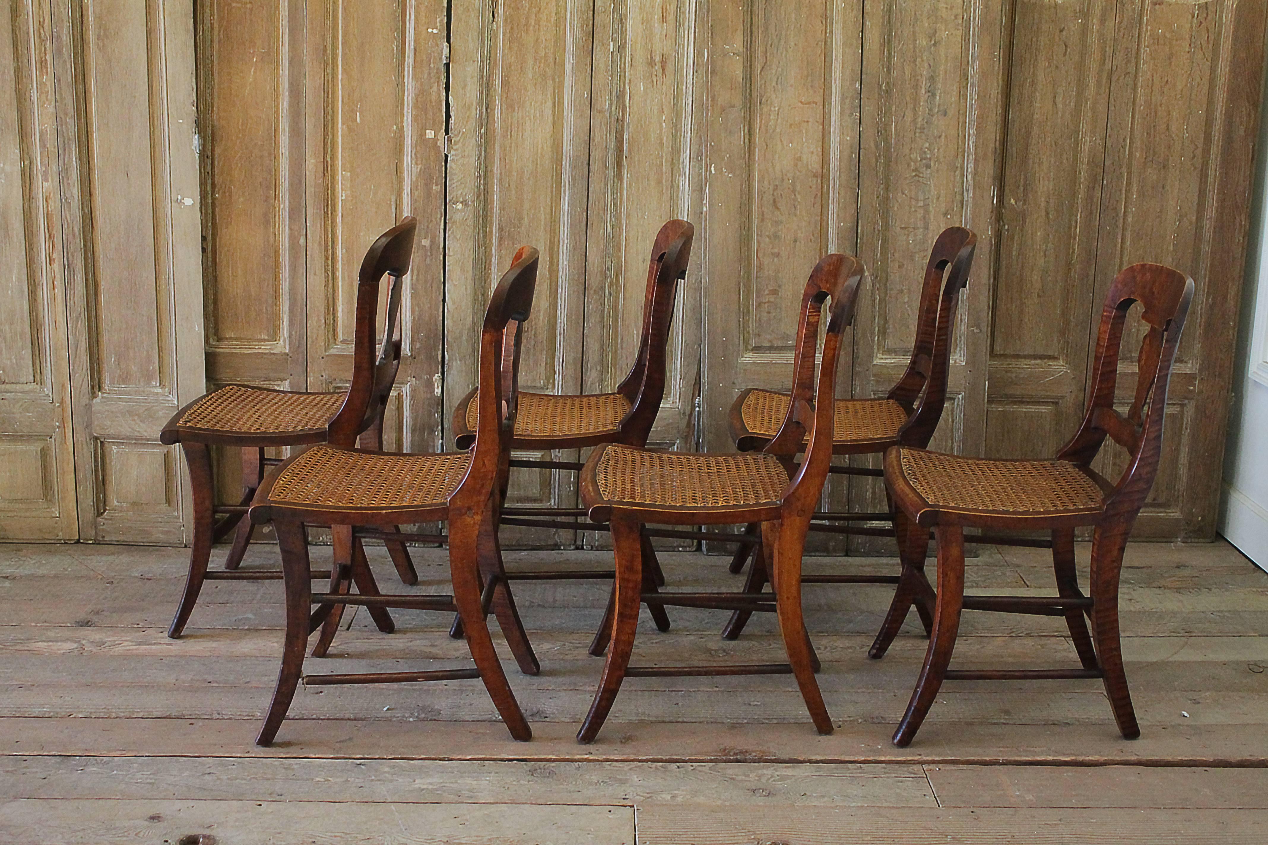 19th Century English Set of Six Dining Chairs with Cane Seats 6
