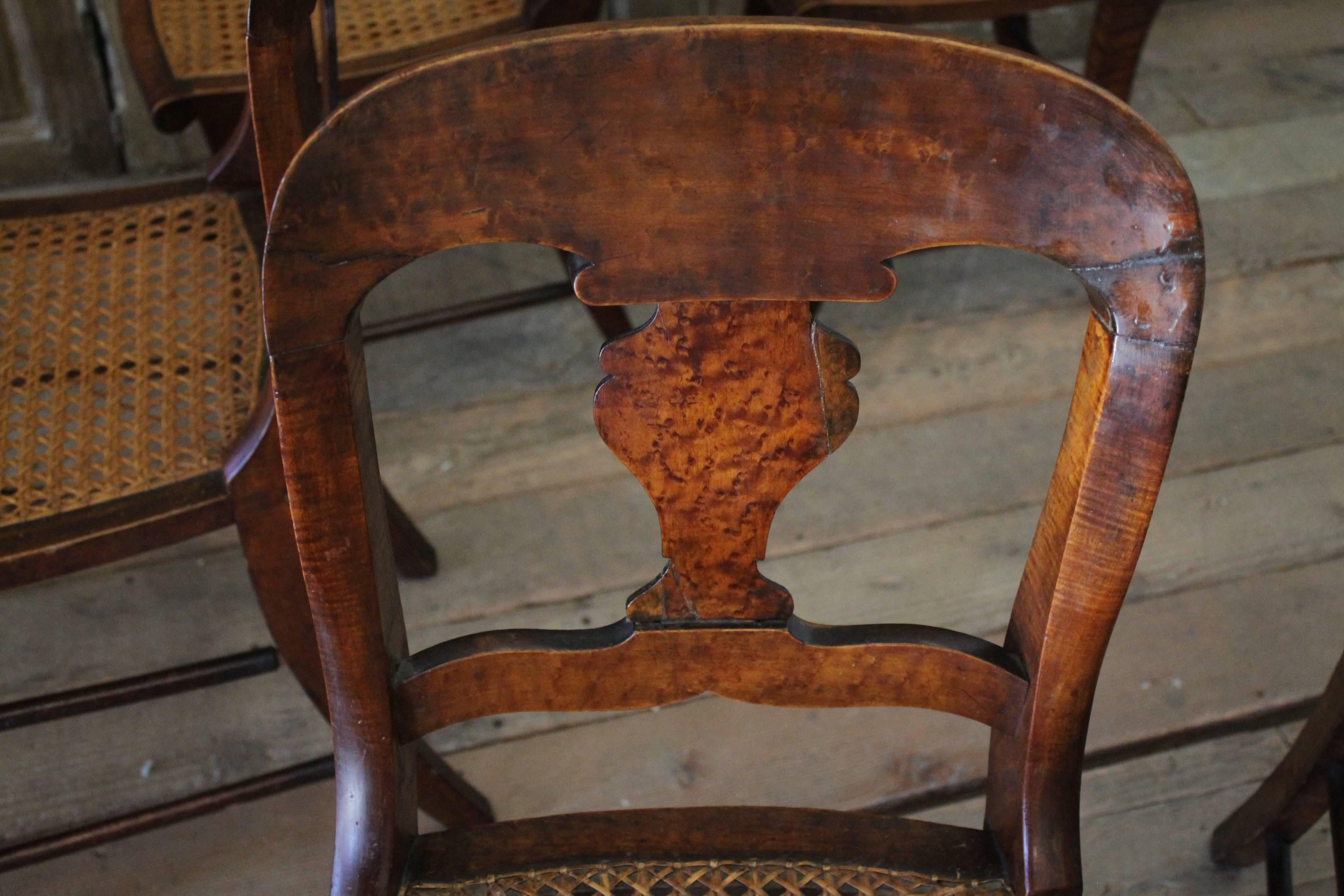 19th Century English Set of Six Dining Chairs with Cane Seats 3