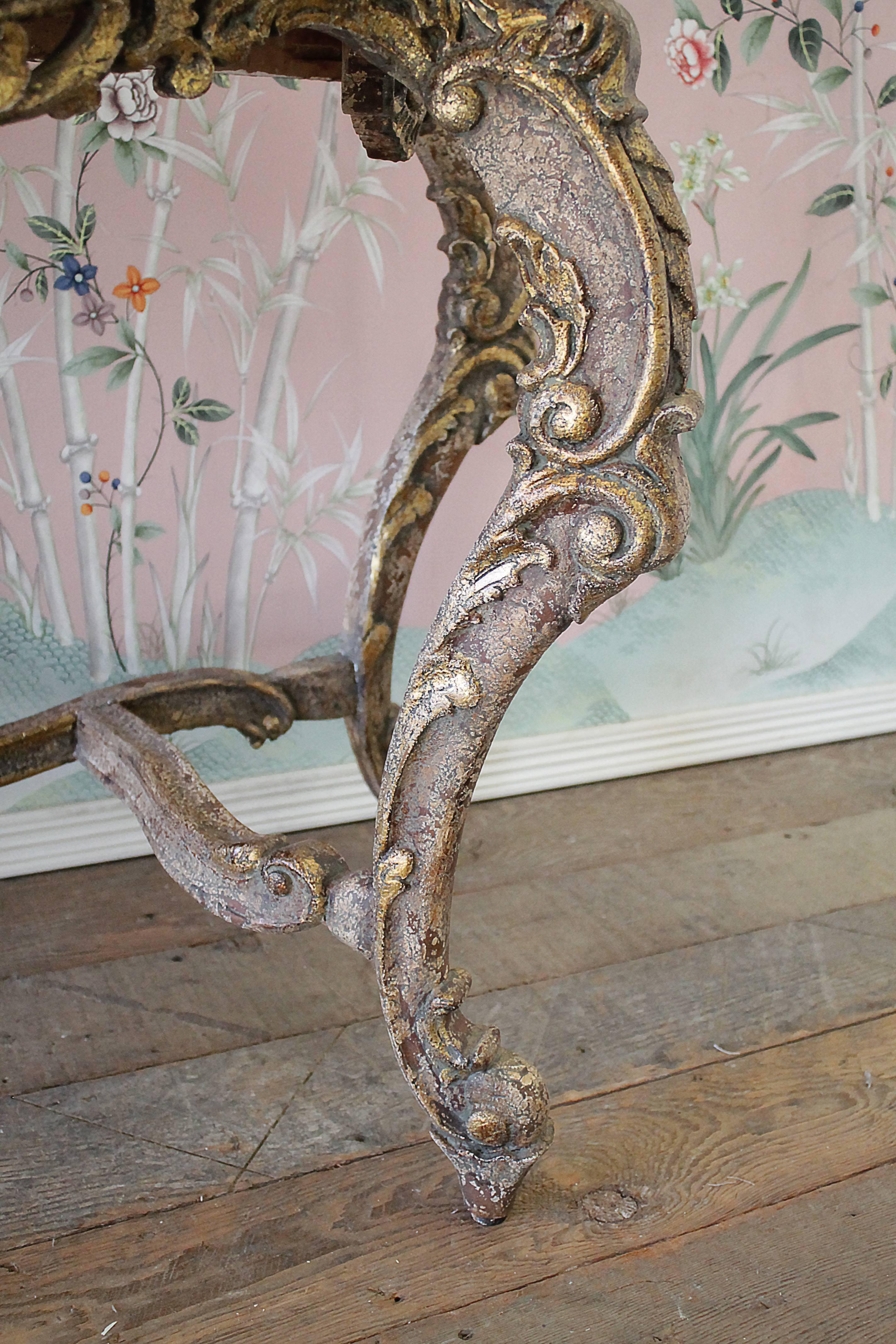 Wood 20th Century Gilt Console Table with Painted Finish