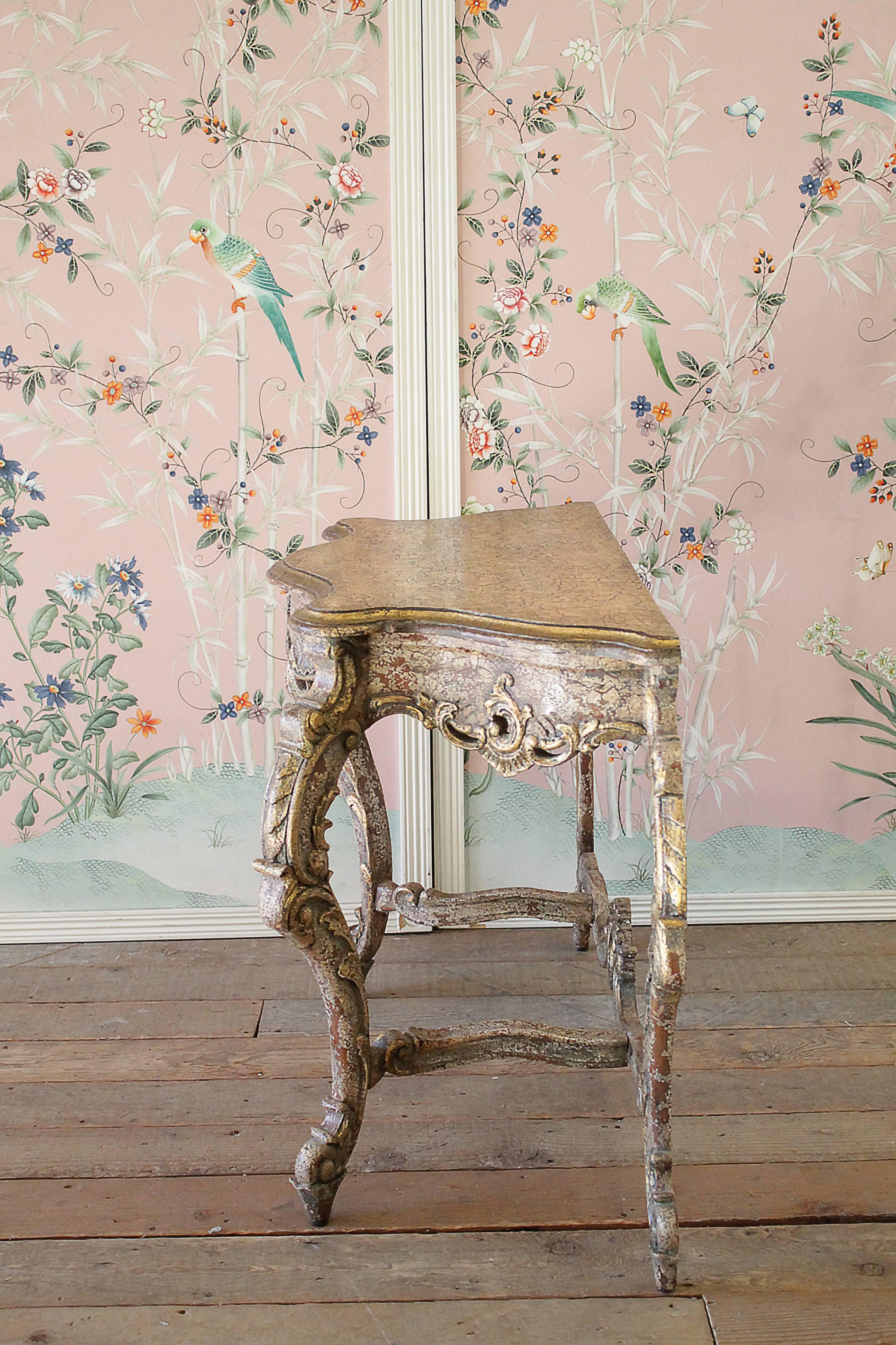 20th Century Gilt Console Table with Painted Finish 1