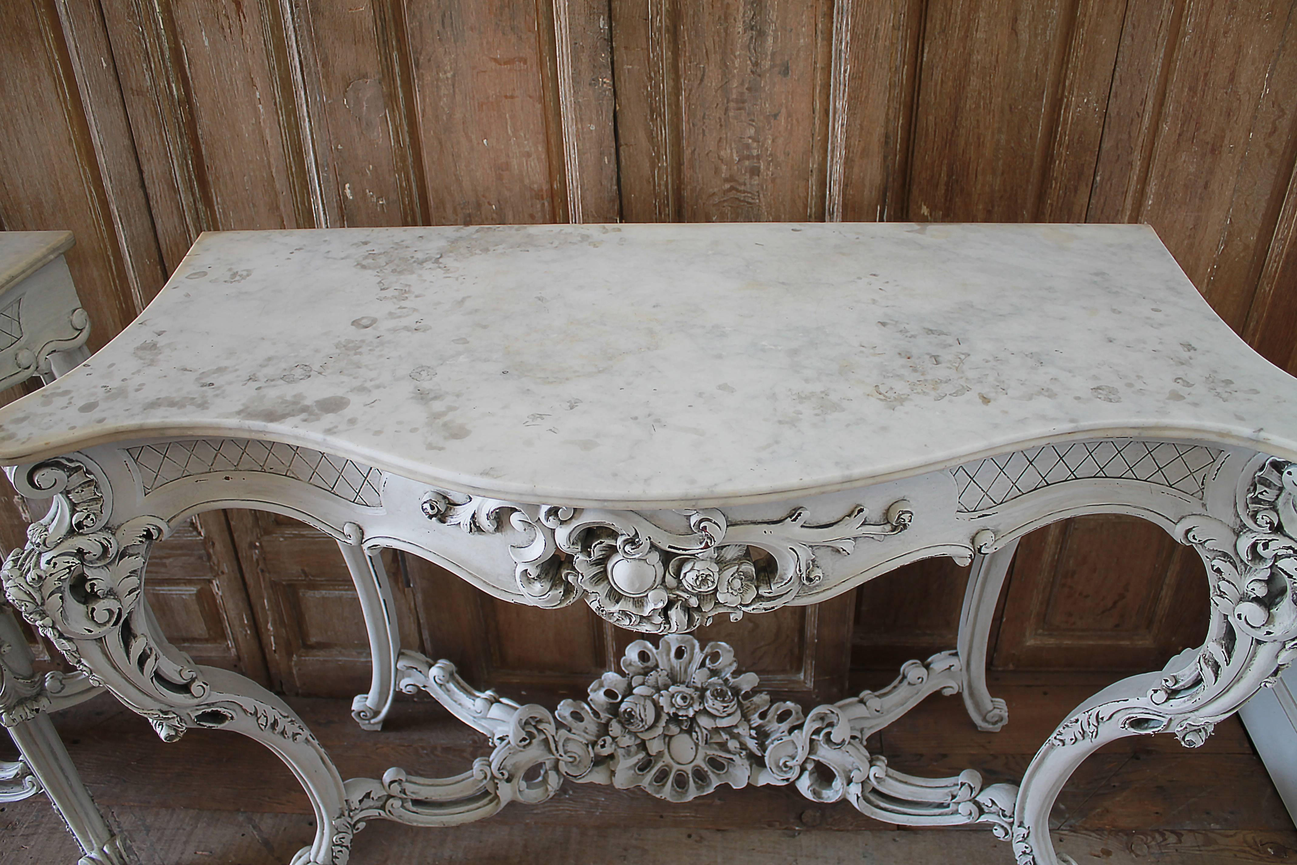 white french console table