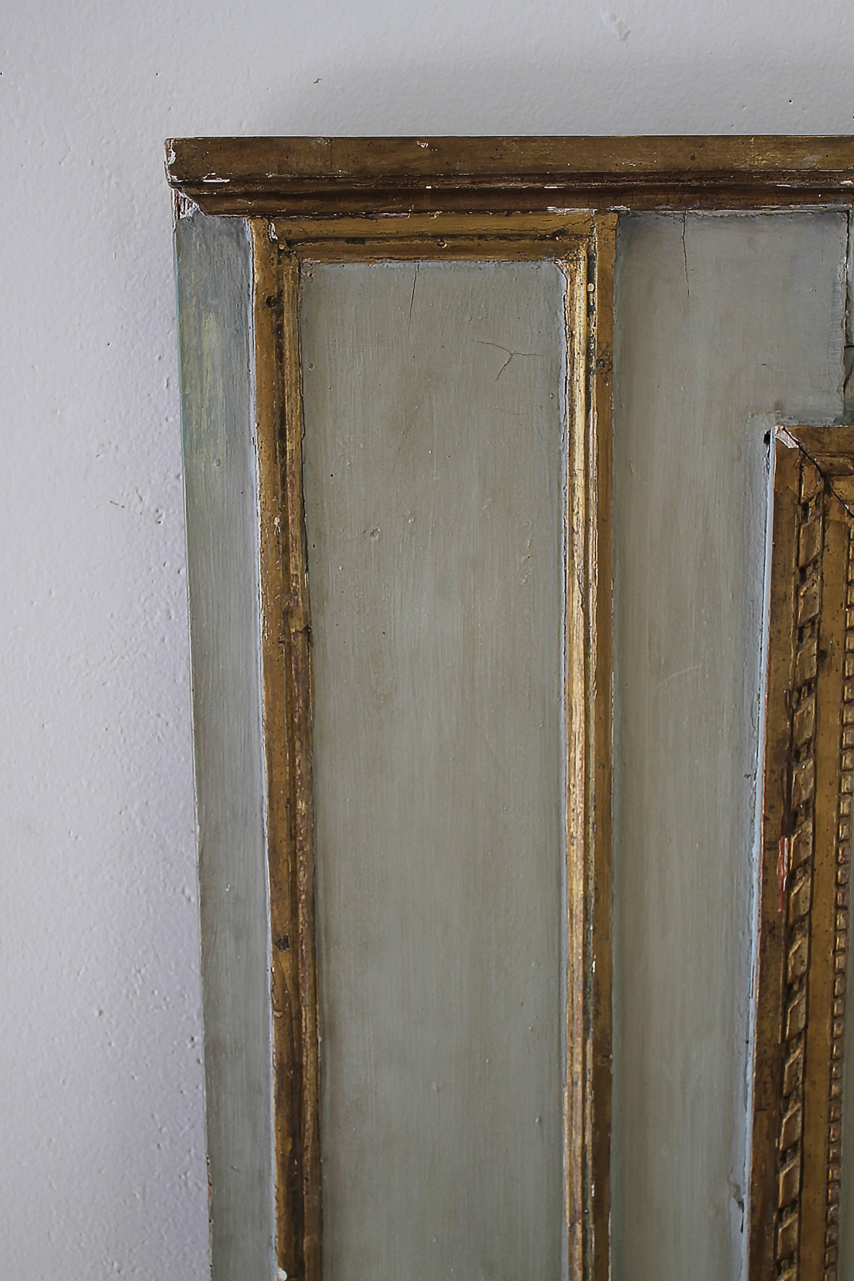 Early 19th Century Original Painted and Gilt Carved Trumeau Mirror 1