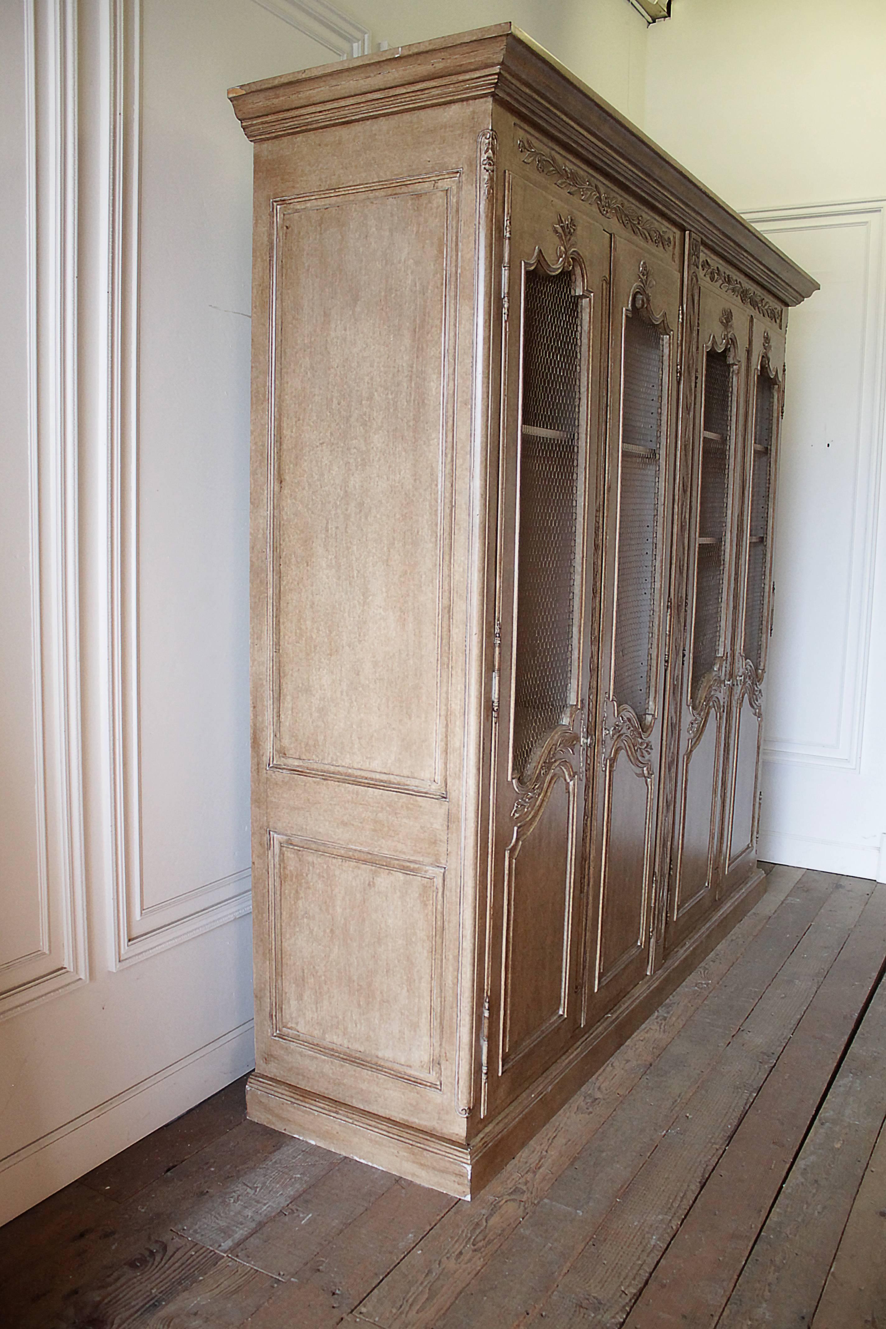 Contemporary Large Four-Door Country French Style Armoire Cabinet