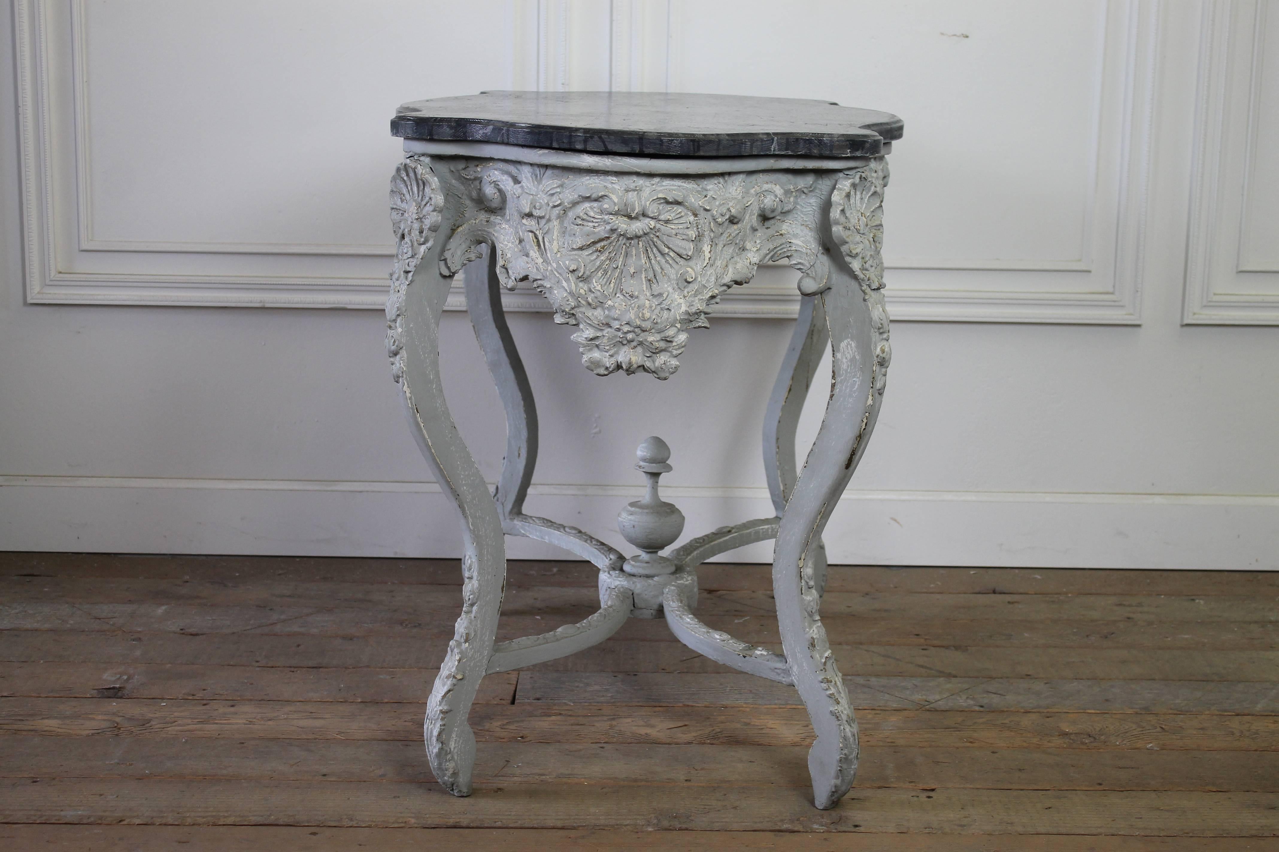 Gesso 19th Century Painted and Carved French Center Table