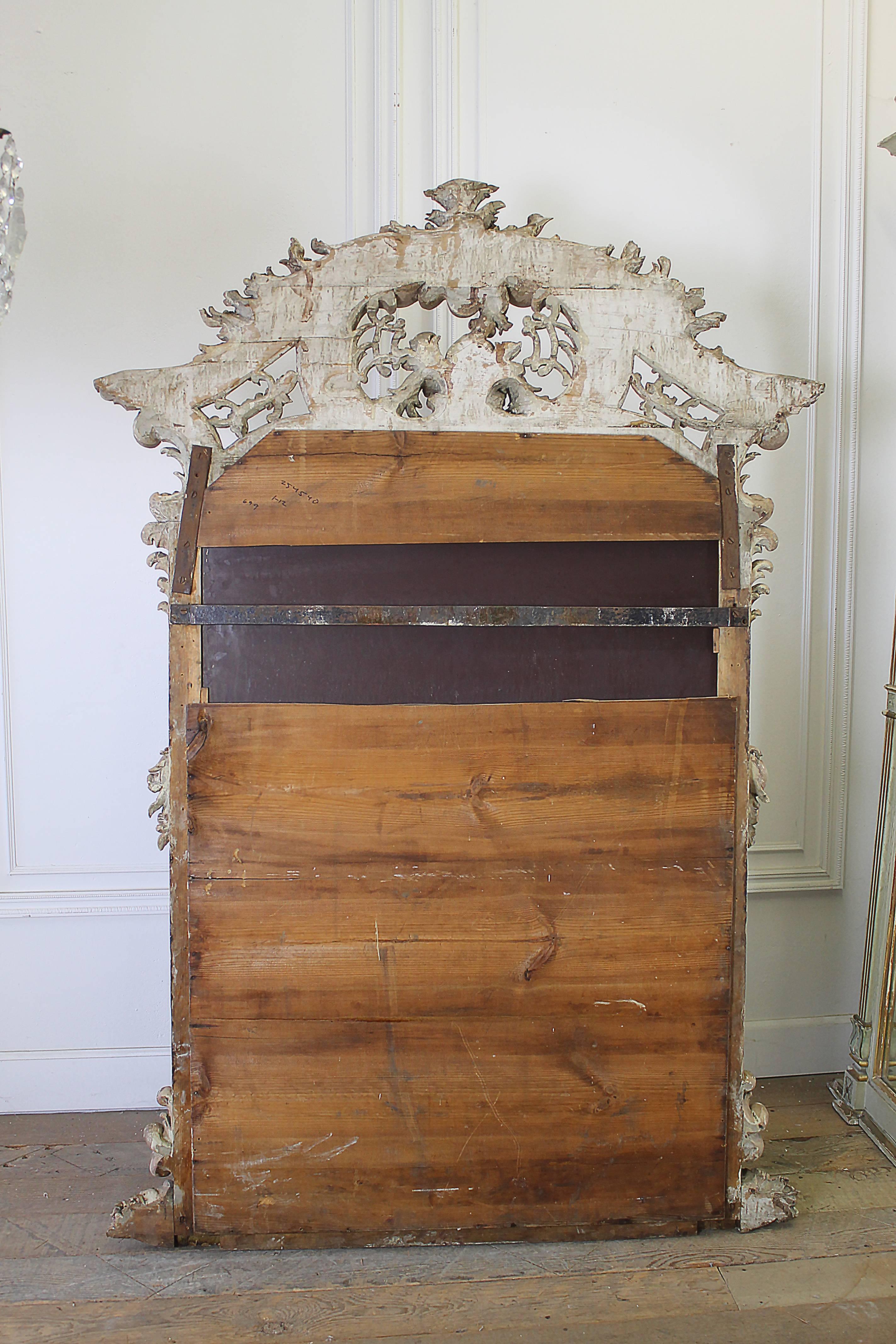 Early 20th Century Antique Wood Carved and Painted French Mirror  5
