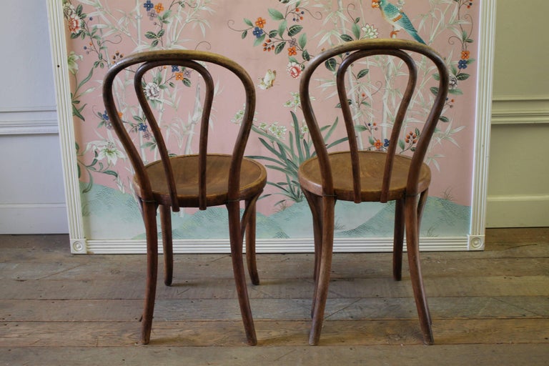 Pair of Vintage Bentwood Chairs with Embossed Wood Seat at 1stDibs