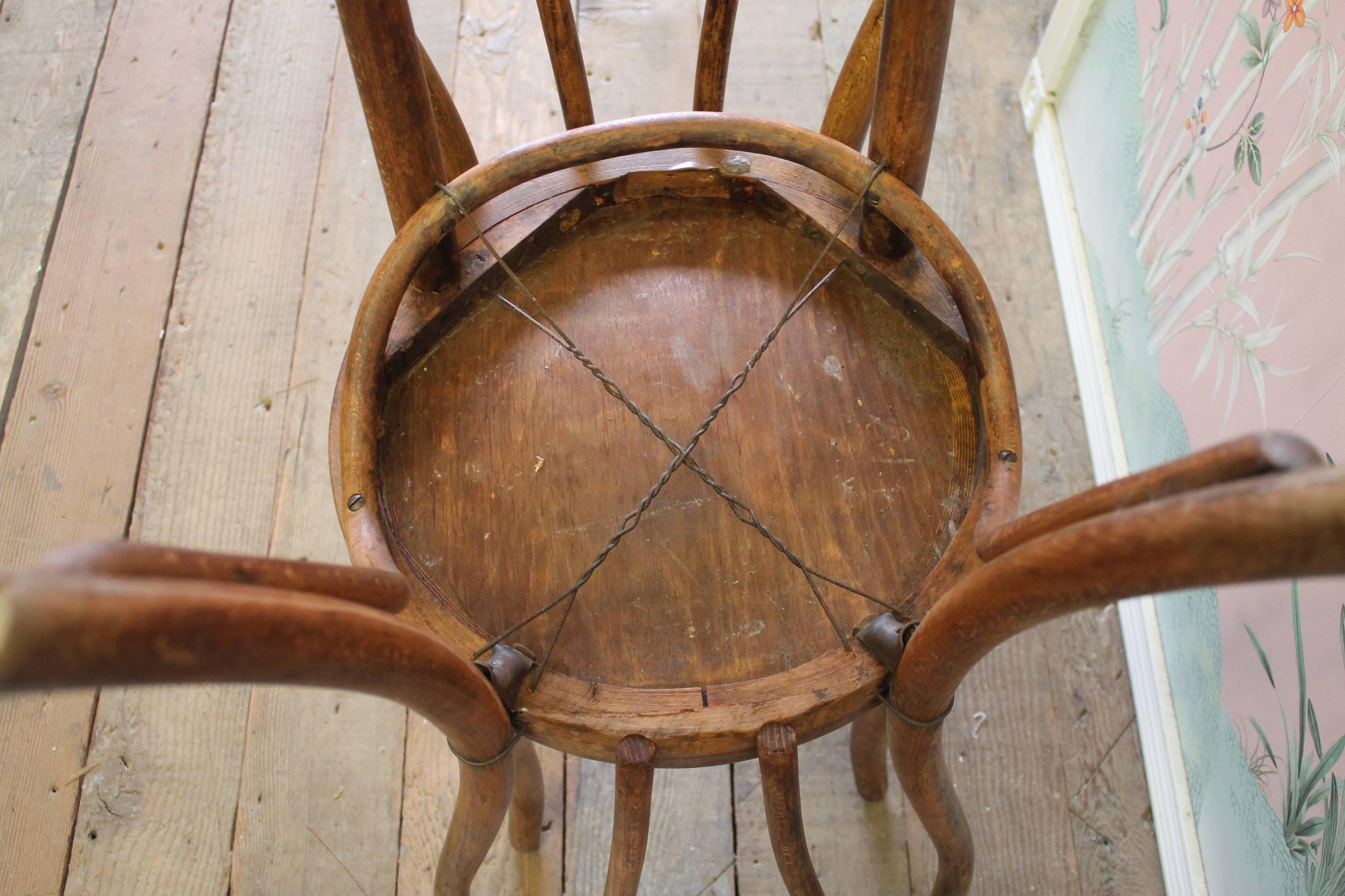 Pair of Vintage Bentwood Chairs with Embossed Wood Seat 2