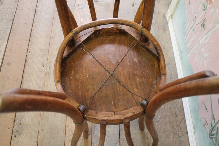 Pair of Vintage Bentwood Chairs with Embossed Wood Seat at 1stDibs