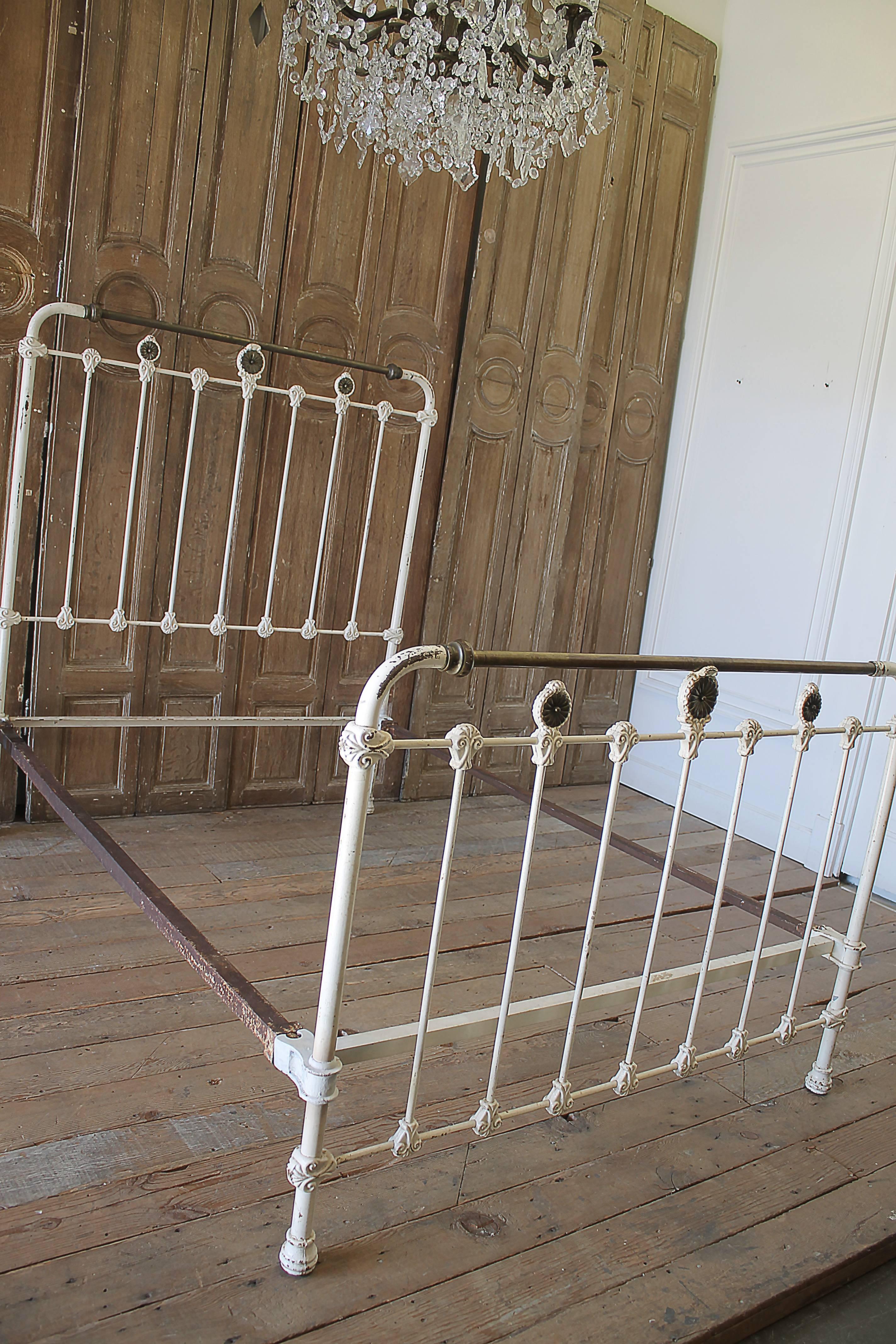 Antique Wrought Iron and Brass Bed Full Size 2
