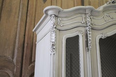Antique Painted Louis XV Style French Display Armoire