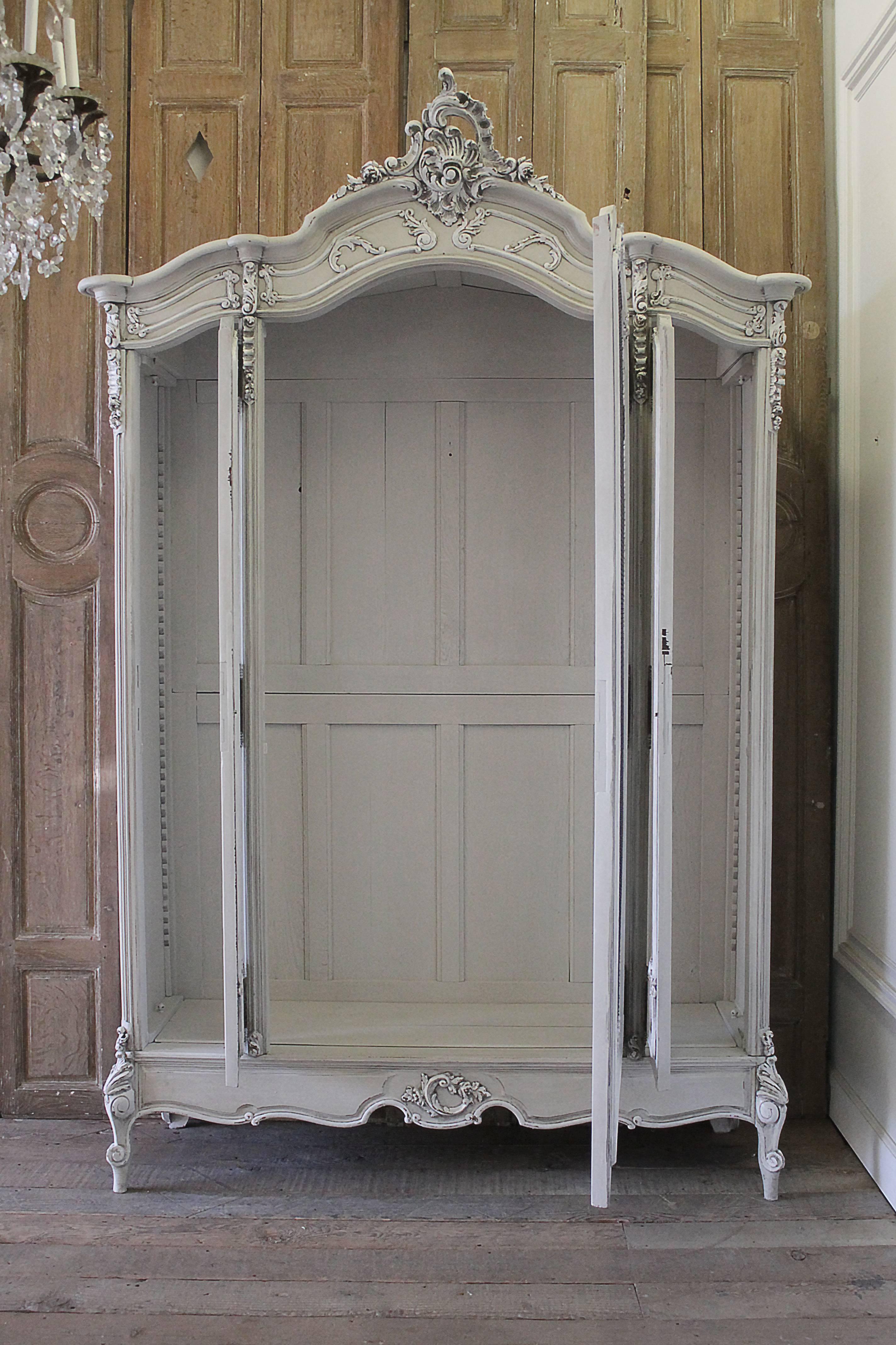 Antique Painted Louis XV Style French Display Armoire 3