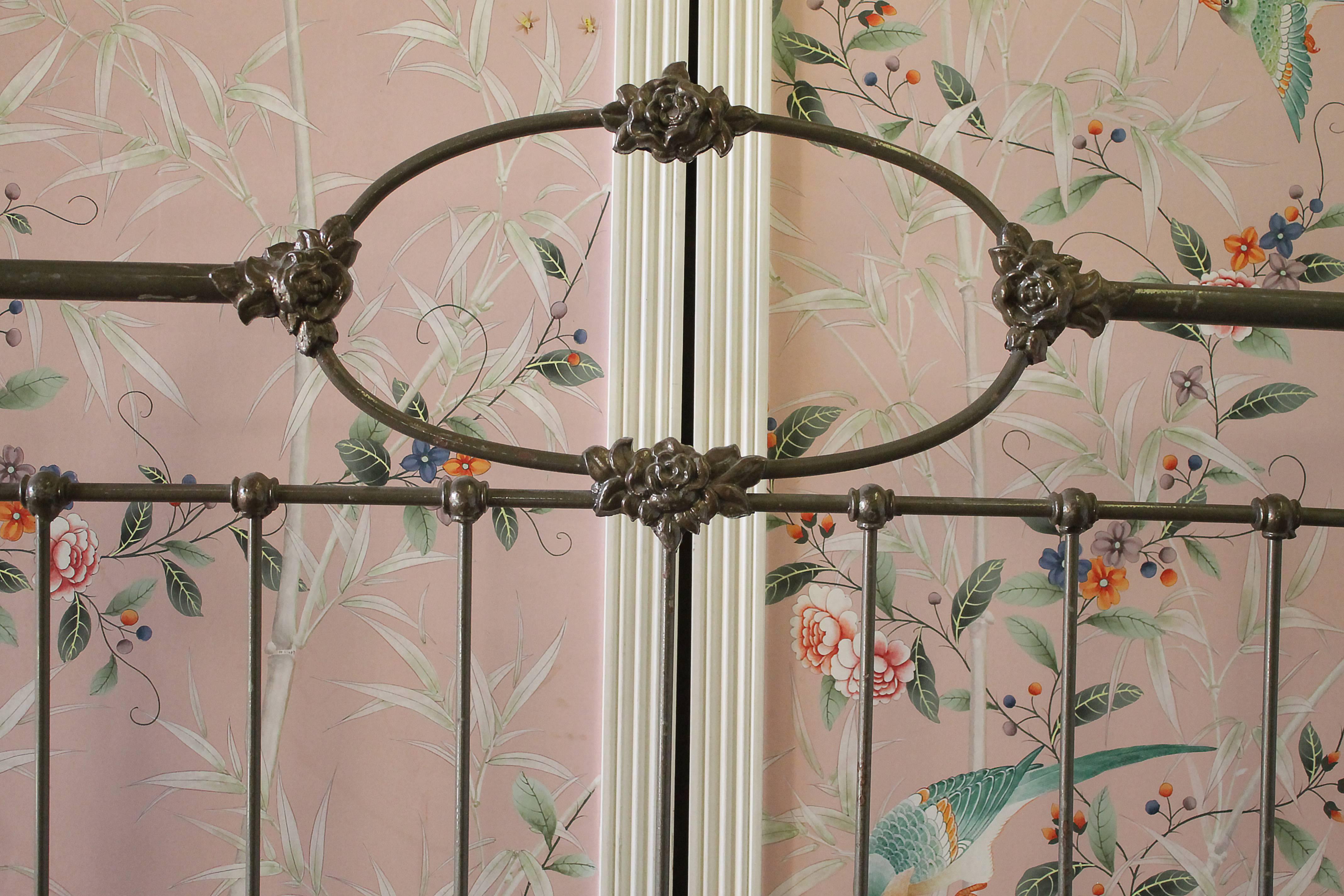 Victorian Antique Wrought Iron Bed with Roses Full or Queen Size