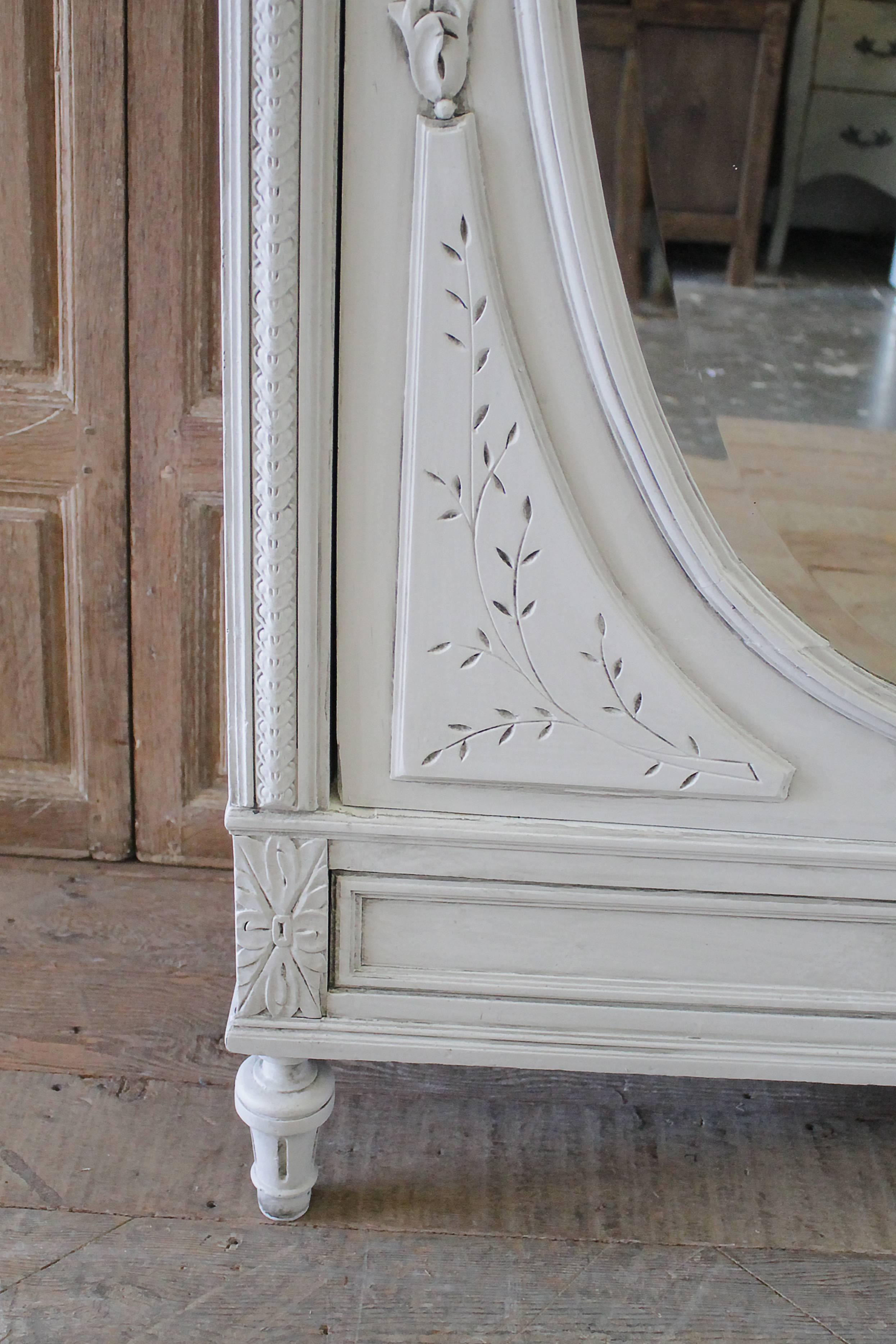 20th Century Carved and Painted Louis XVI Style French Armoire with Roses In Good Condition In Brea, CA