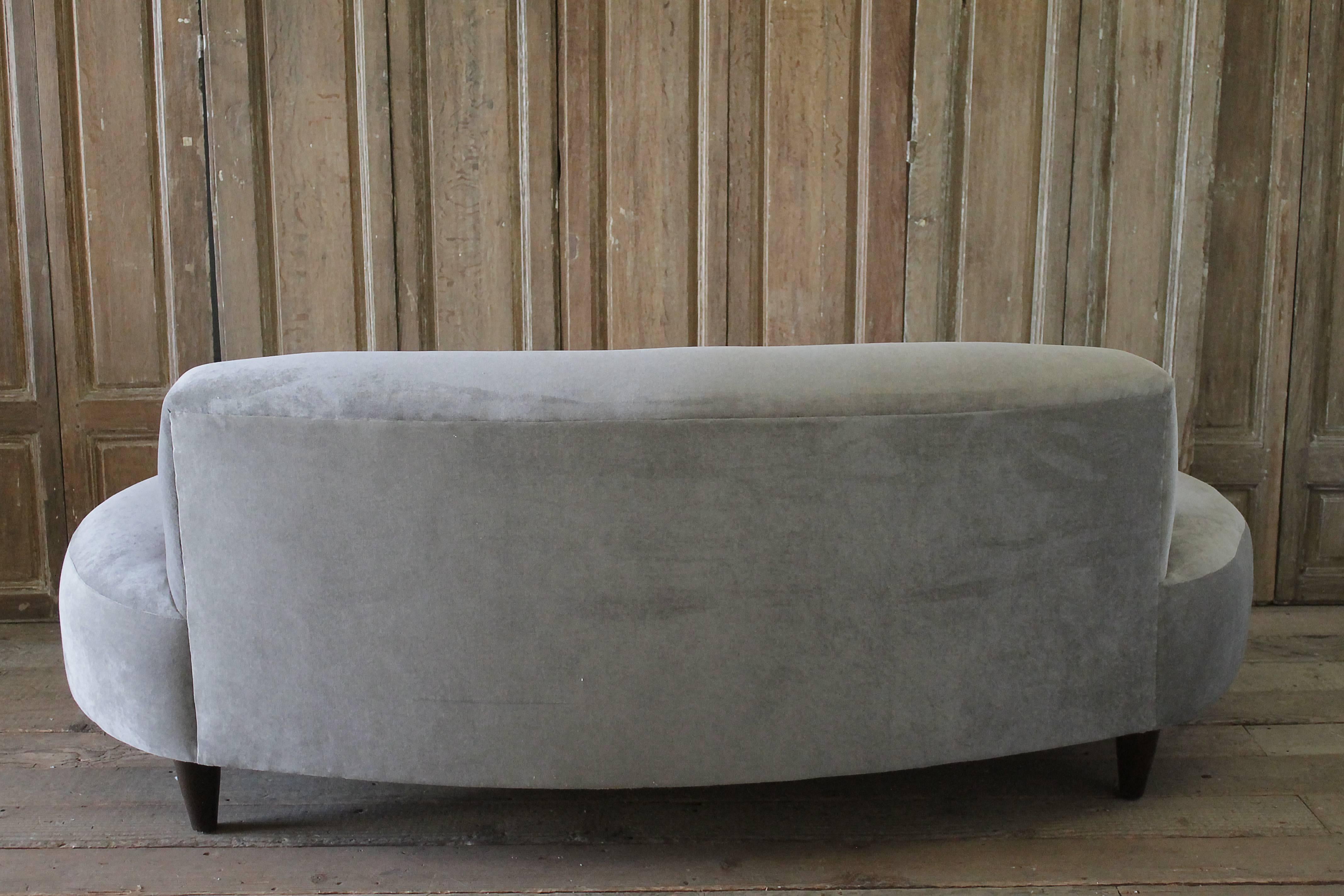 Mid-20th Century Vintage Noguchi Style Free-Form Sofa in Pale Grey Velvet