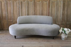 Vintage Noguchi Style Free-Form Sofa in Pale Grey Velvet