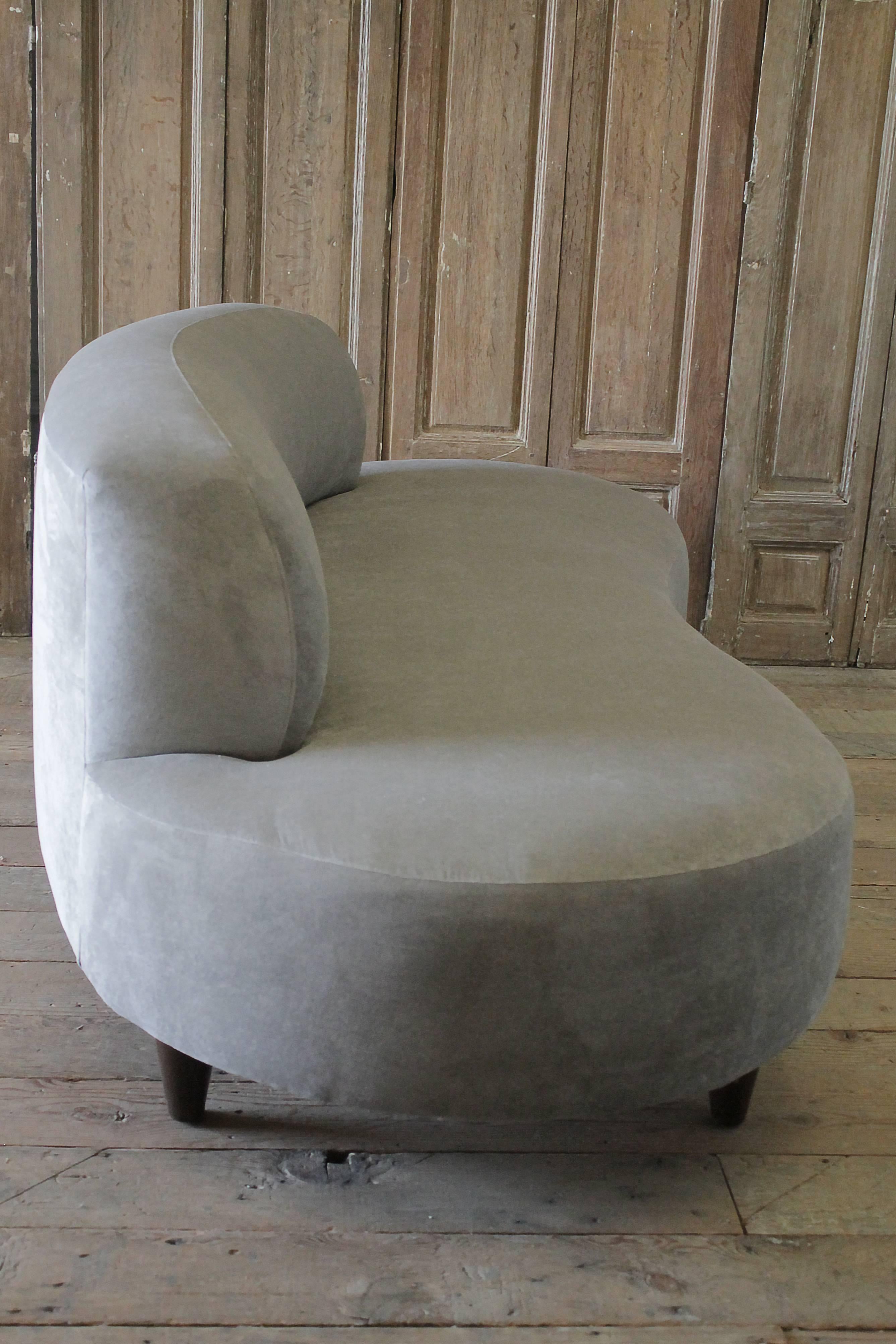 Vintage Noguchi Style Free-Form Sofa in Pale Grey Velvet 2