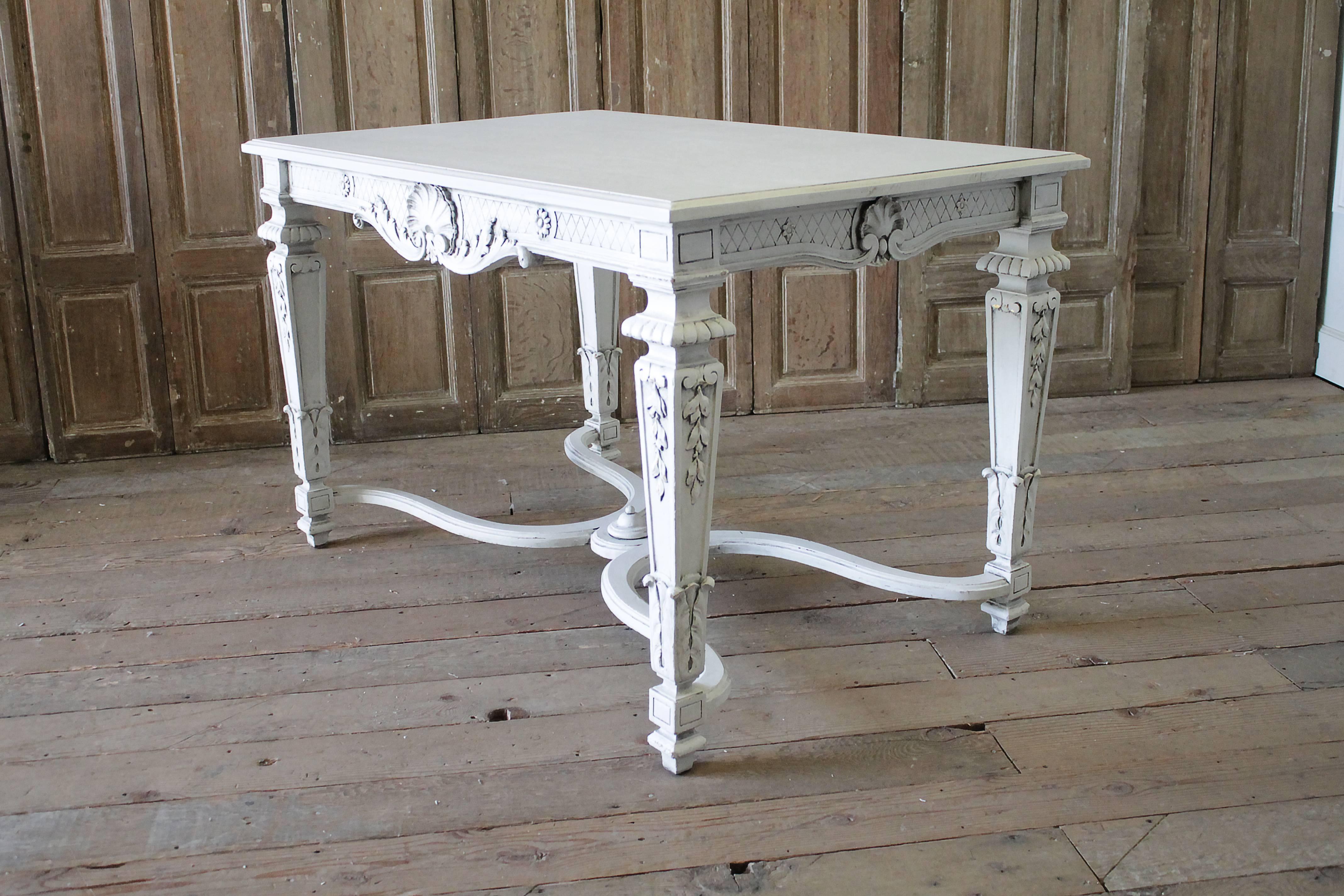 French 20th Century Carved and Painted Neoclassical Style Centre Table For Sale