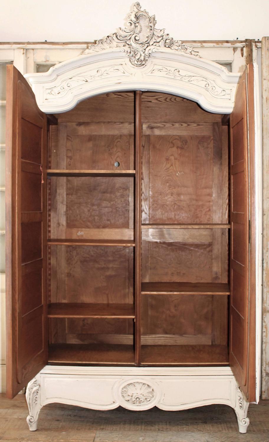 Antique 20th Century Rococo French Painted Armoire For Sale at 1stdibs