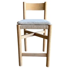 White Oak Counter Stool with Woven Seat and 100% Hemp Seat Cushion