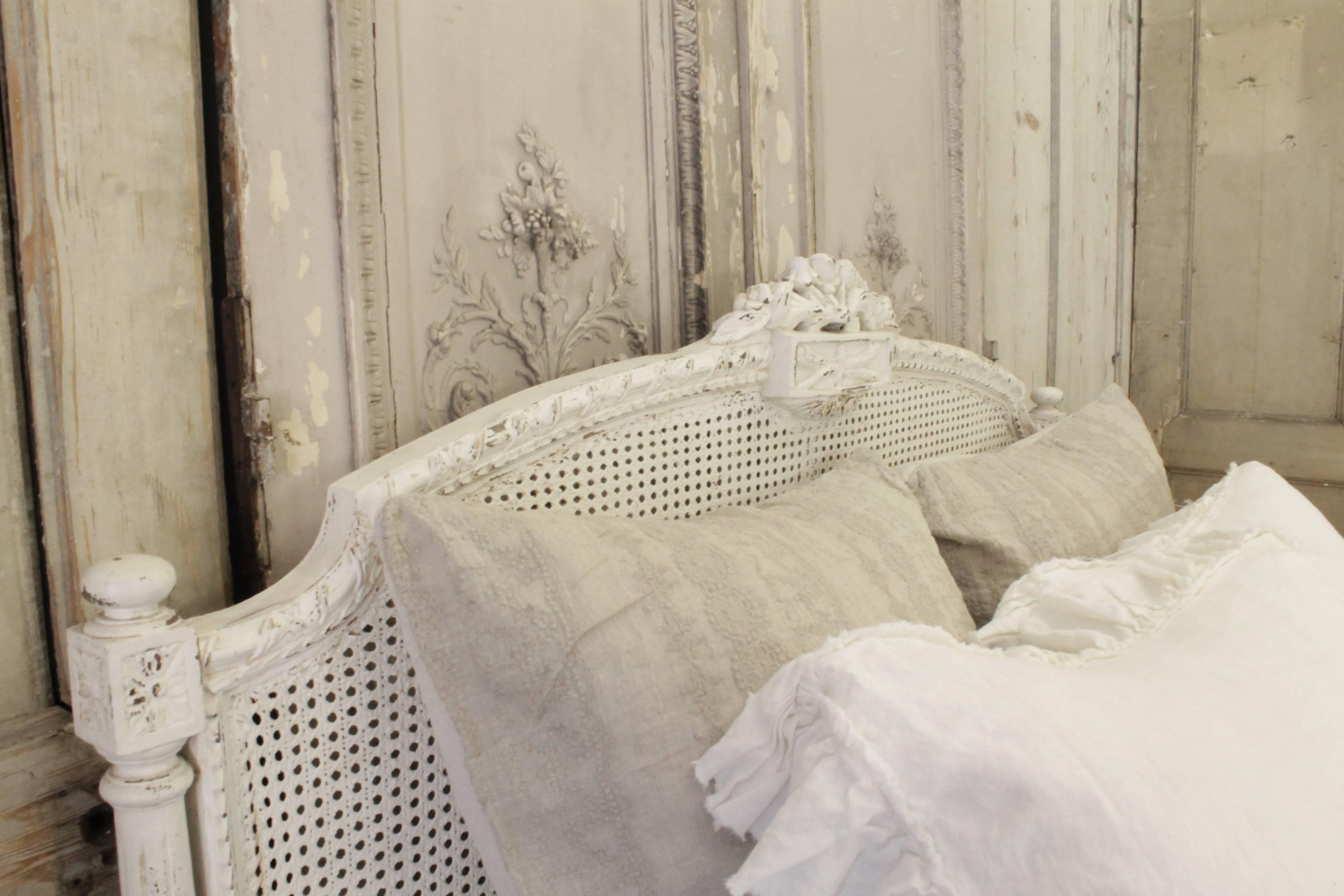 Early 20th Century French Painted Louis XVI Queen-Size Bed Frame